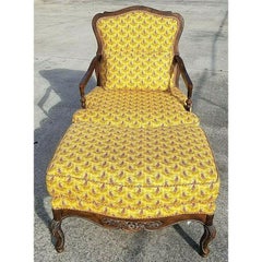 Louis XV French Provincial Armchair + Ottoman by Highland House