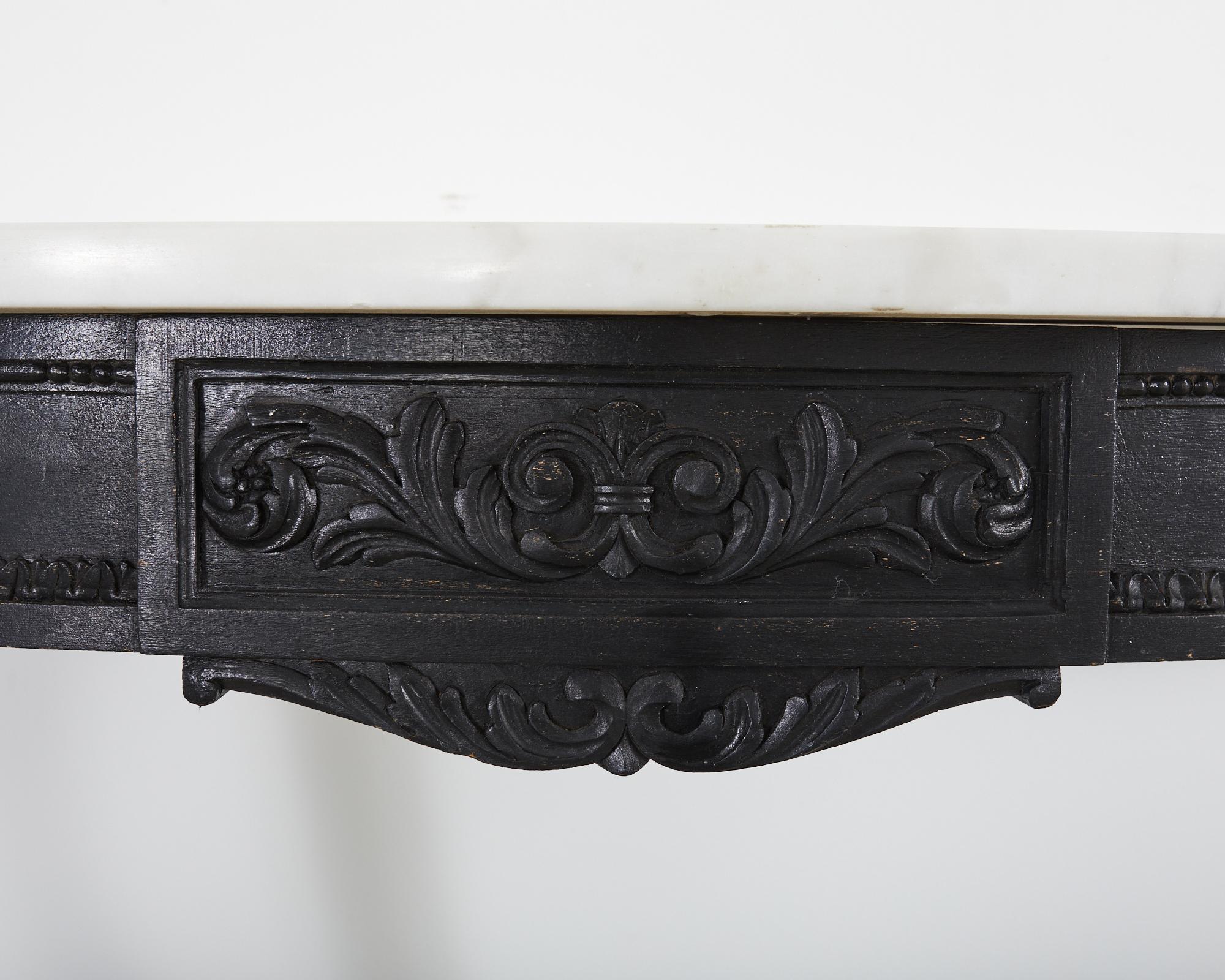 Louis XV French Provincial Lacquered Marble Top Demilune Console 4
