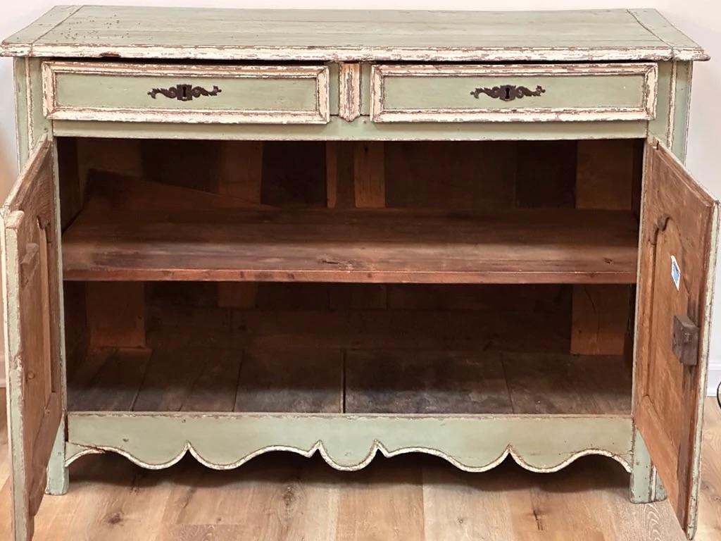 Louis XV French Provincial Painted Carved Buffet Cabinet 18th / 19th Century In Good Condition For Sale In Charlottesville, VA