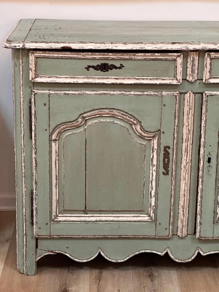 Wood Louis XV French Provincial Painted Carved Buffet Cabinet 18th / 19th Century For Sale