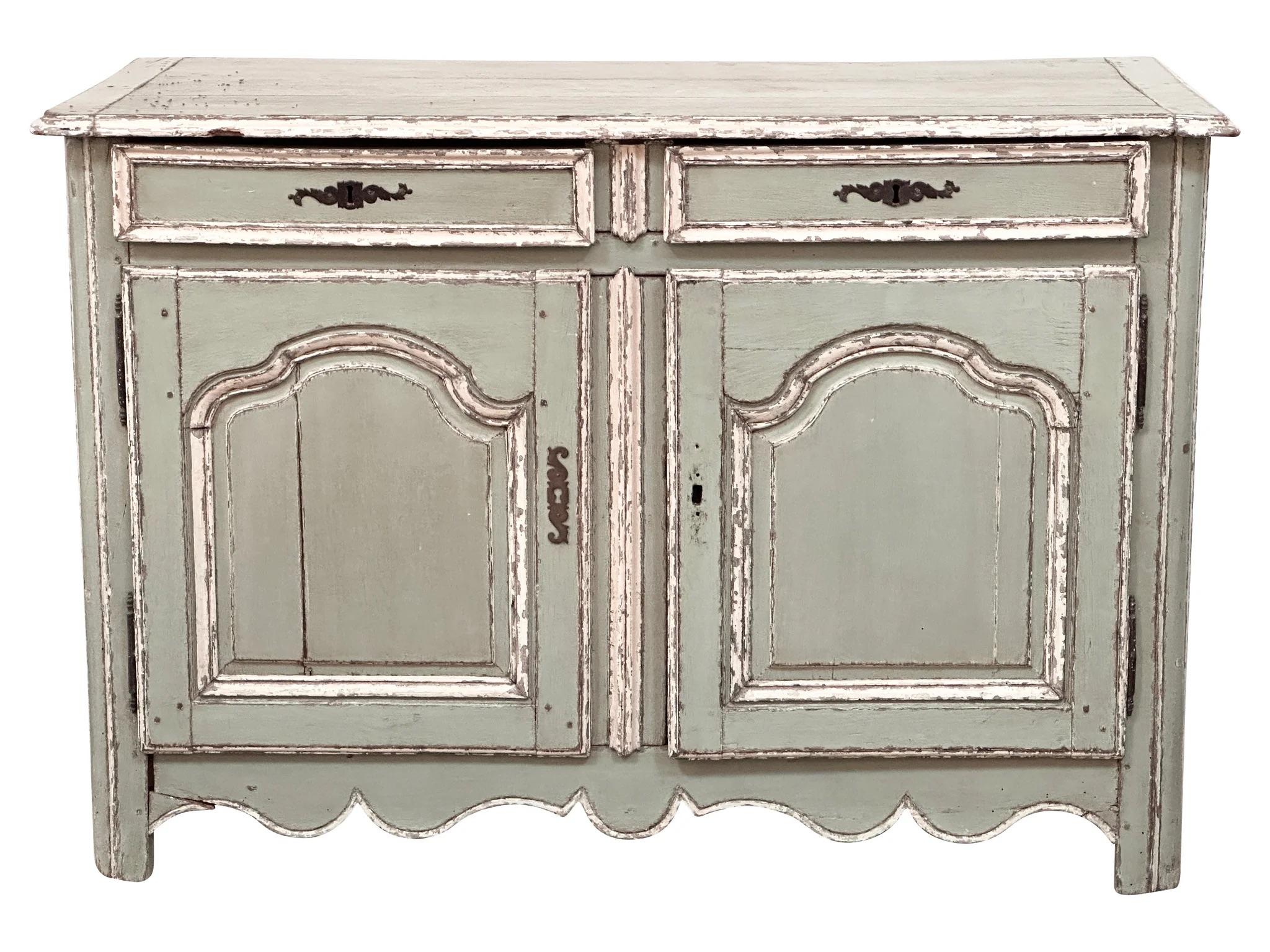 Louis XV French Provincial Painted Carved Buffet Cabinet 18th / 19th Century For Sale 2