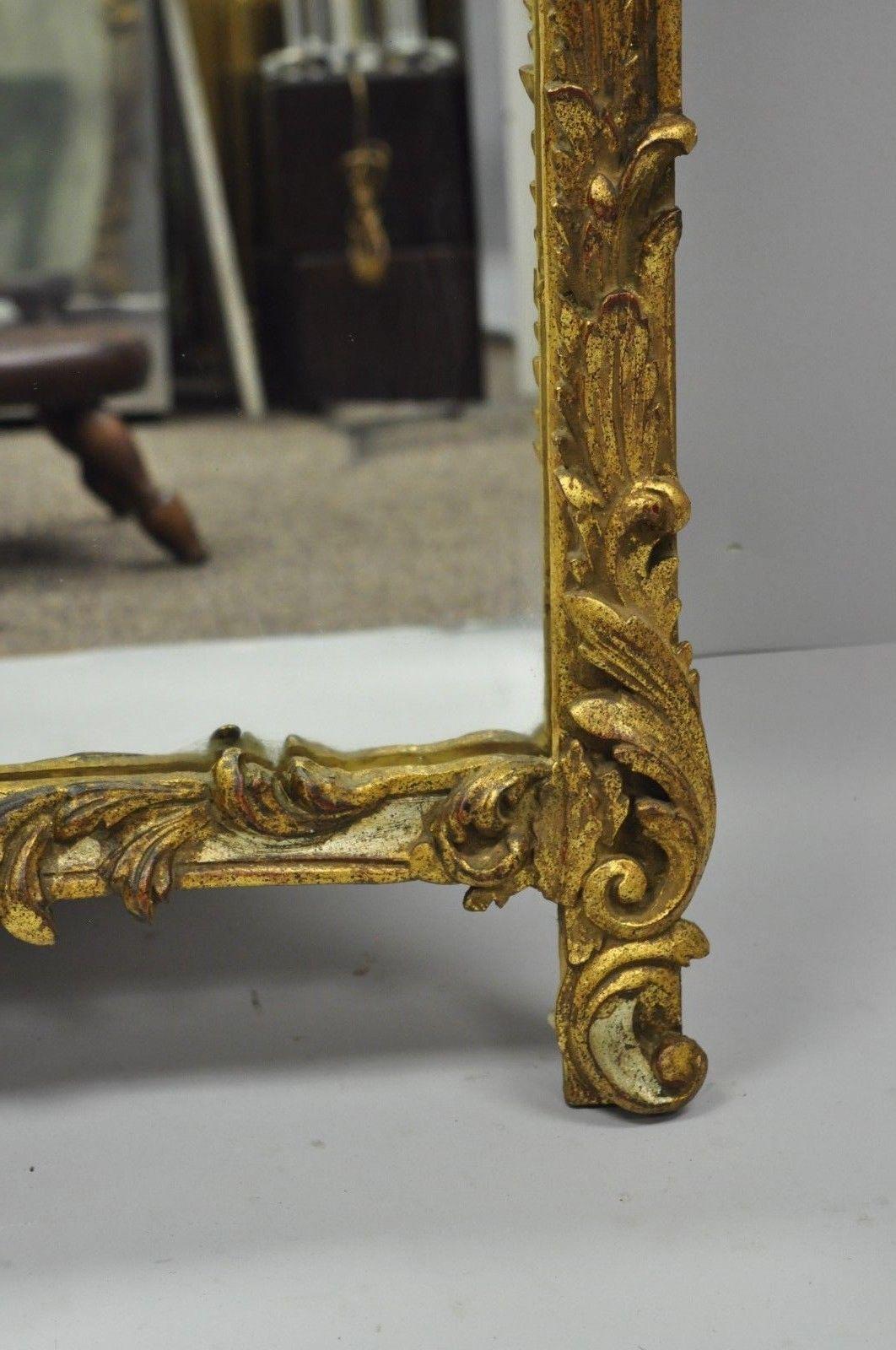 20th Century Louis XV French Rococo Style Gold & Silver Giltwood Italian Trumeau Mirror