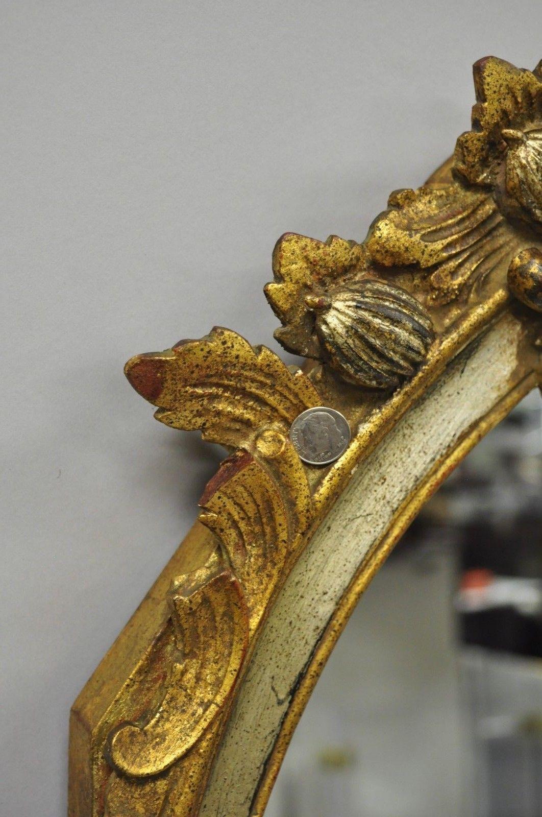Louis XV French Rococo Style Gold & Silver Giltwood Italian Trumeau Mirror 2