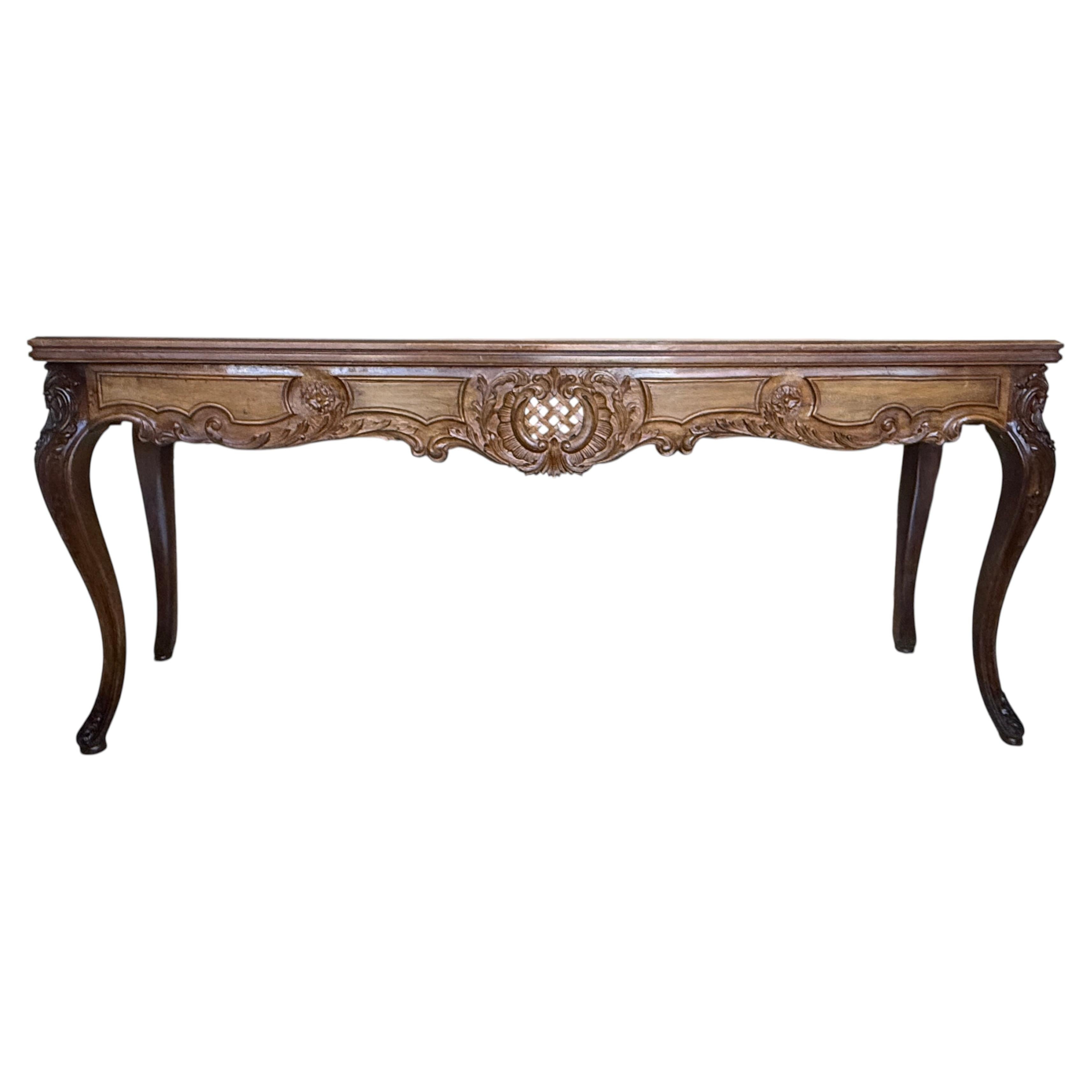 Louis XV French Style Convertible Console Table – Hand-Carved Wood