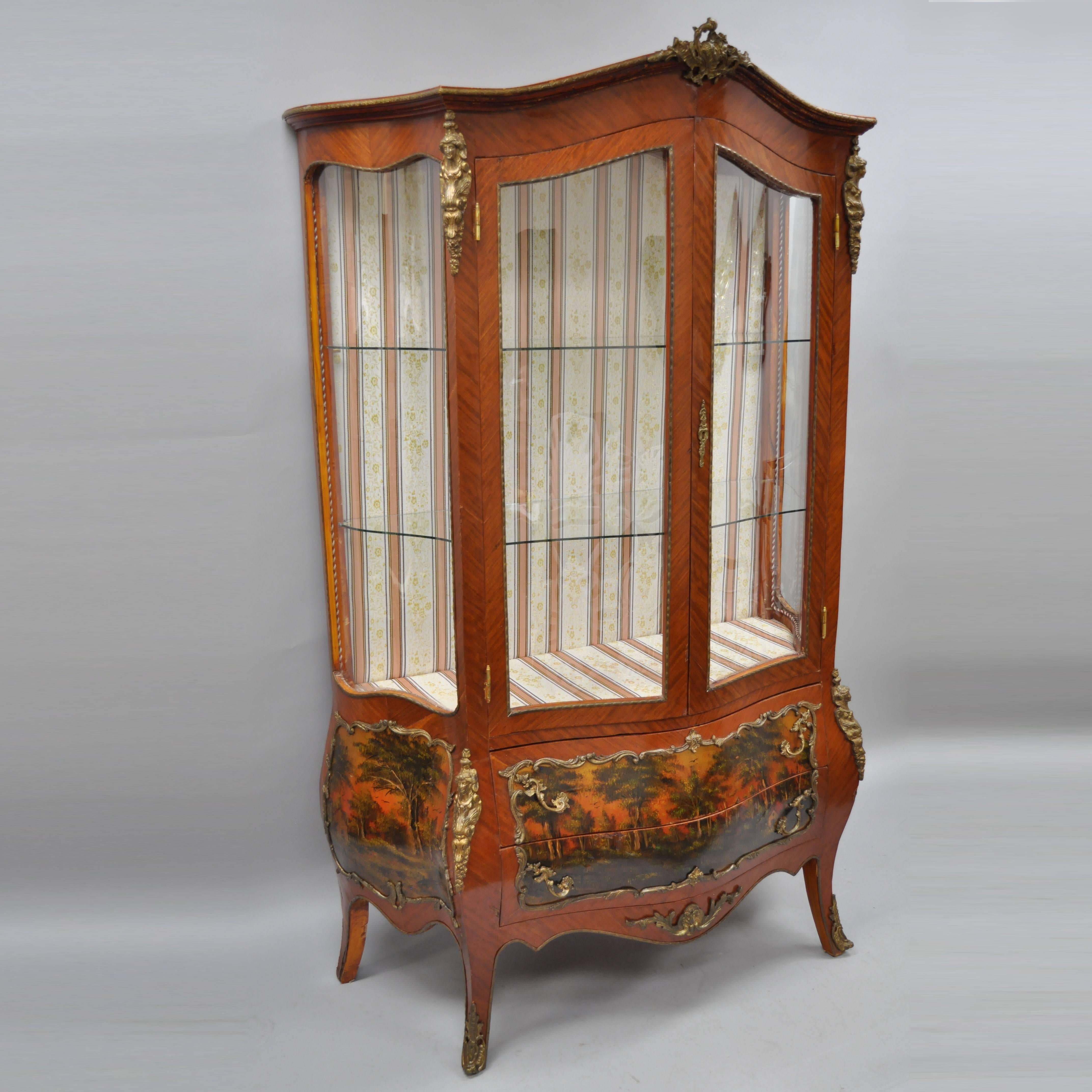 Details about   Antique French Louis XIV  Carved Gilt Wood wooden Vitrine/curio/china cabinet 