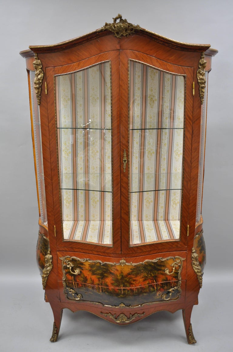 Louis XV French Style Reproduction Bombe Curio China Vitrine