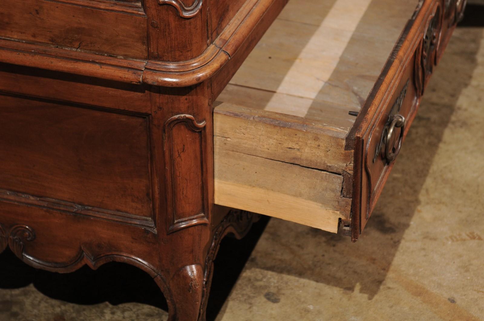 Louis XV Fruitwood Bonnetiere with Carved Paneled Door and Cabriole Feet 2