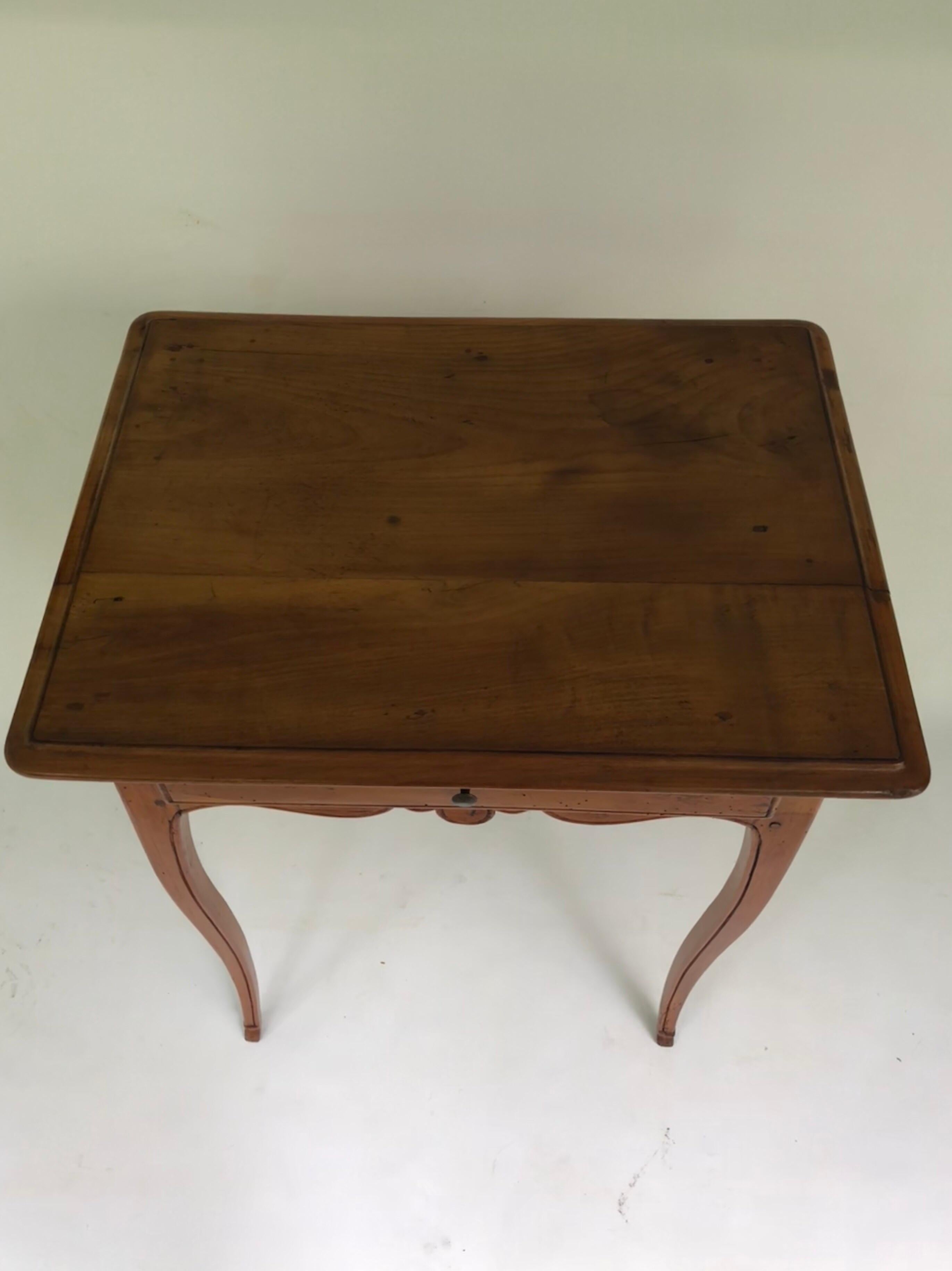 Leather Louis XV Fruitwood Table a Ecrire