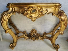 Louis XV Gilded Console Table Rome Italy, carved console 18th century
