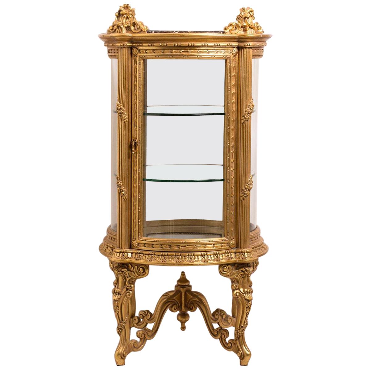 Louis XV Gilded Vitrine, 20th Century For Sale