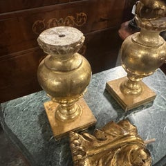 Palmero Siciliano de Madera Dorada Luis XV con Decoración Original