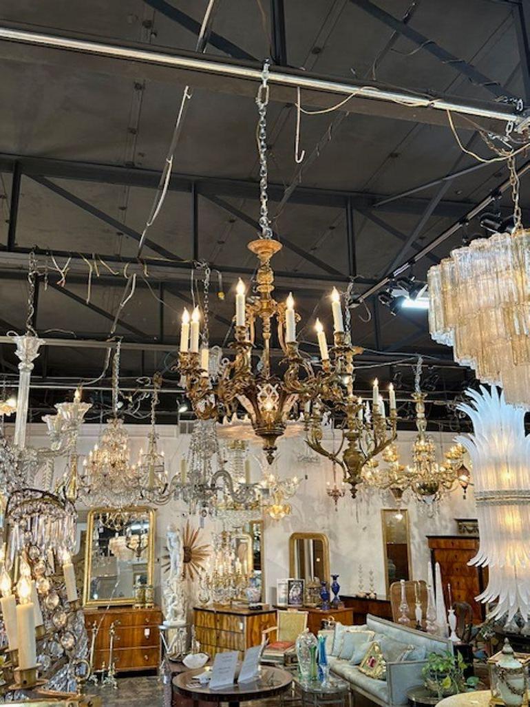 Italian Louis XV Gilt Bronze and Crystal Chandelier For Sale