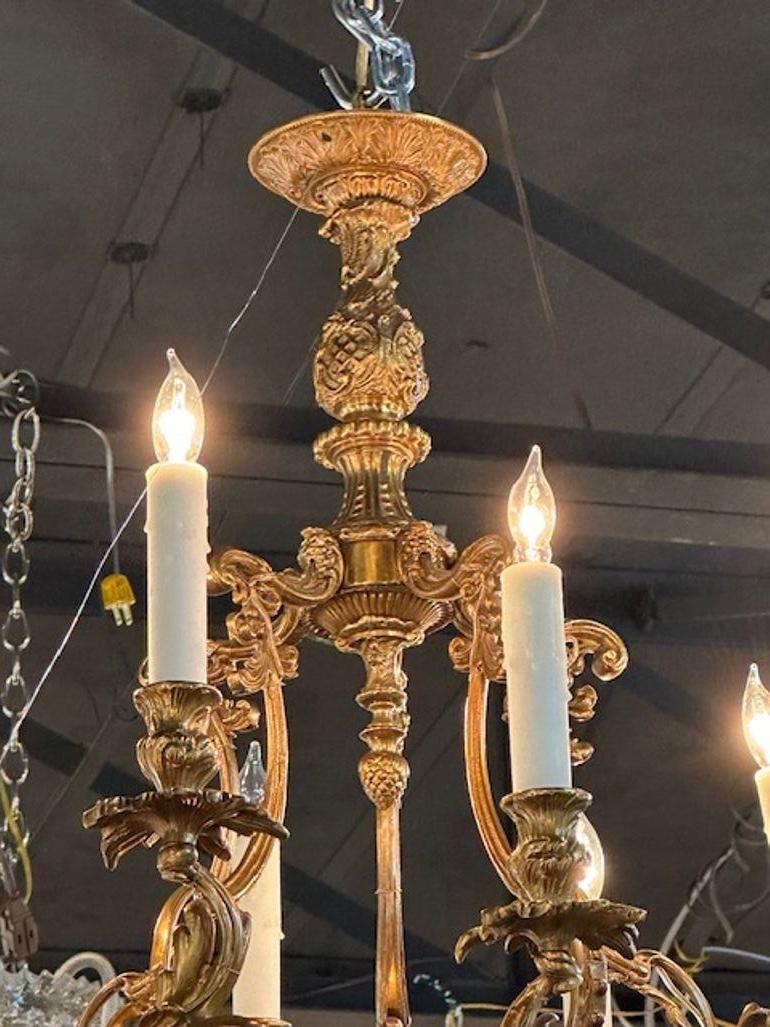 19th Century Louis XV Gilt Bronze and Crystal Chandelier For Sale