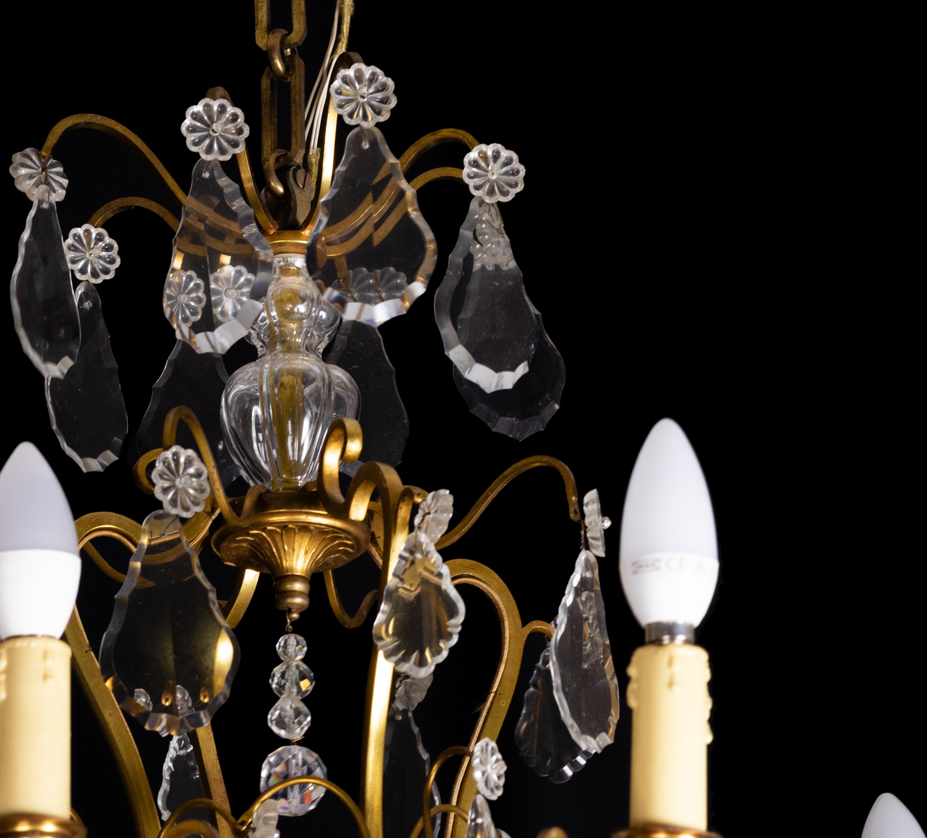 French Louis XV Gilt-Bronze Chandelier, Twelve Lights, 19th Century For Sale
