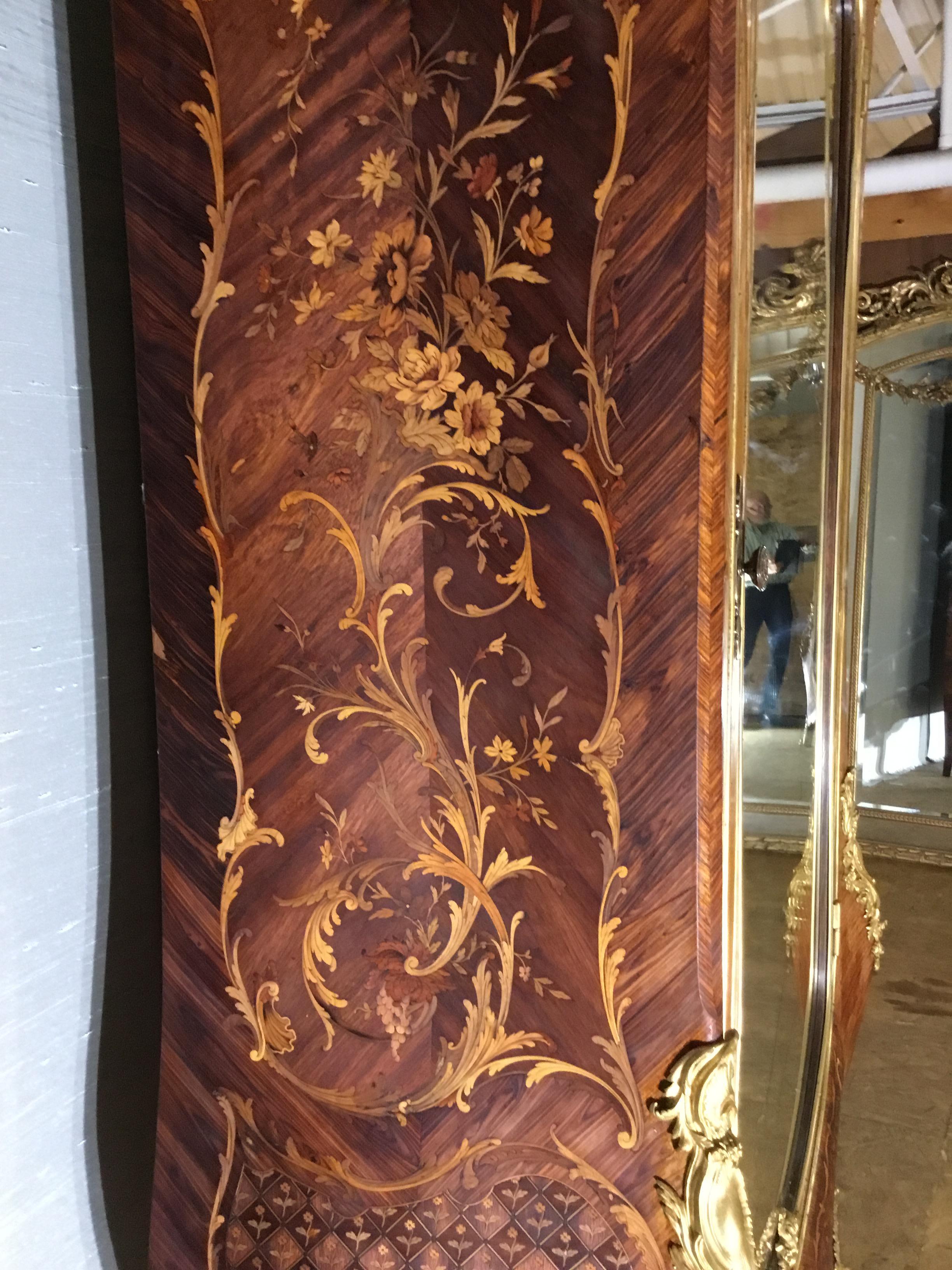 French Louis XV Gilt Bronze Mounted Armoire in Kingwood For Sale