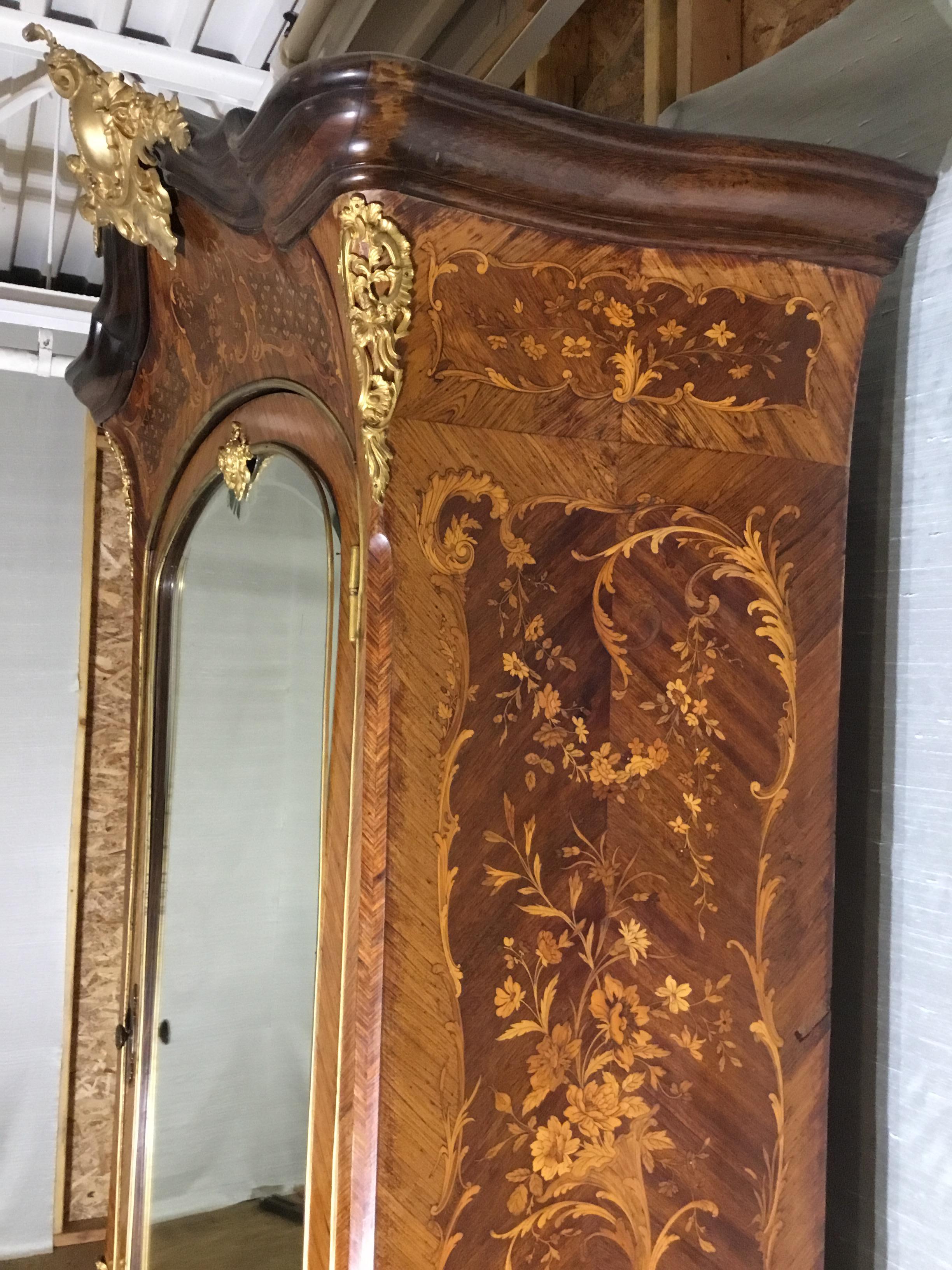 18th Century Louis XV Gilt Bronze Mounted Armoire in Kingwood For Sale
