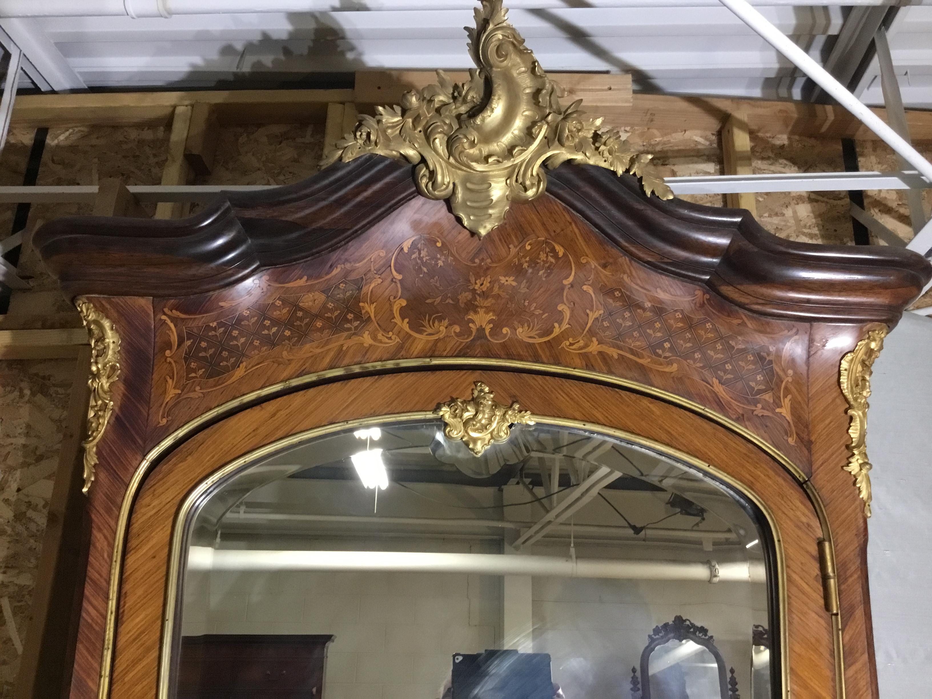Louis XV Gilt Bronze Mounted Armoire in Kingwood For Sale 3