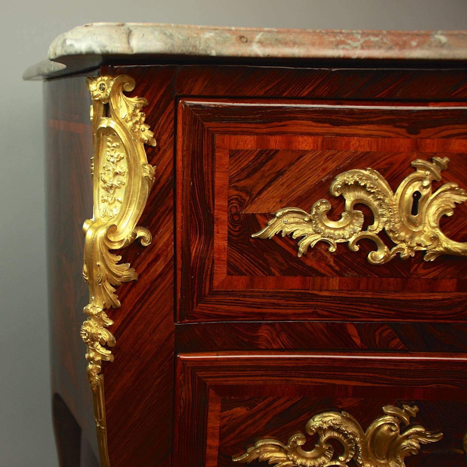Louis XV Gilt Bronze-Mounted Kingwood Commode, Stamped Rubestuck, circa 1765 In Excellent Condition In Berlin, DE