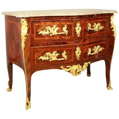 Antique Louis XV Gilt Bronze-Mounted Kingwood Commode, Stamped Rubestuck, circa 1765