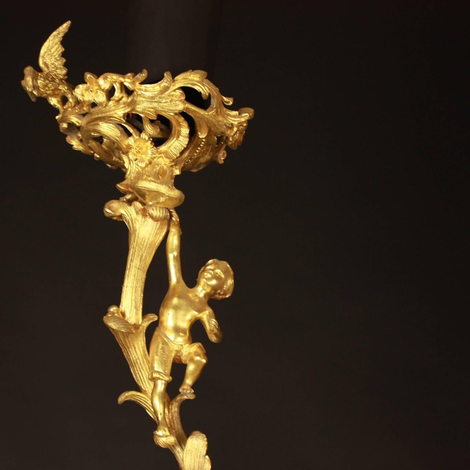 French Louis XV Gilt-Bronze Nine-Light Chandelier