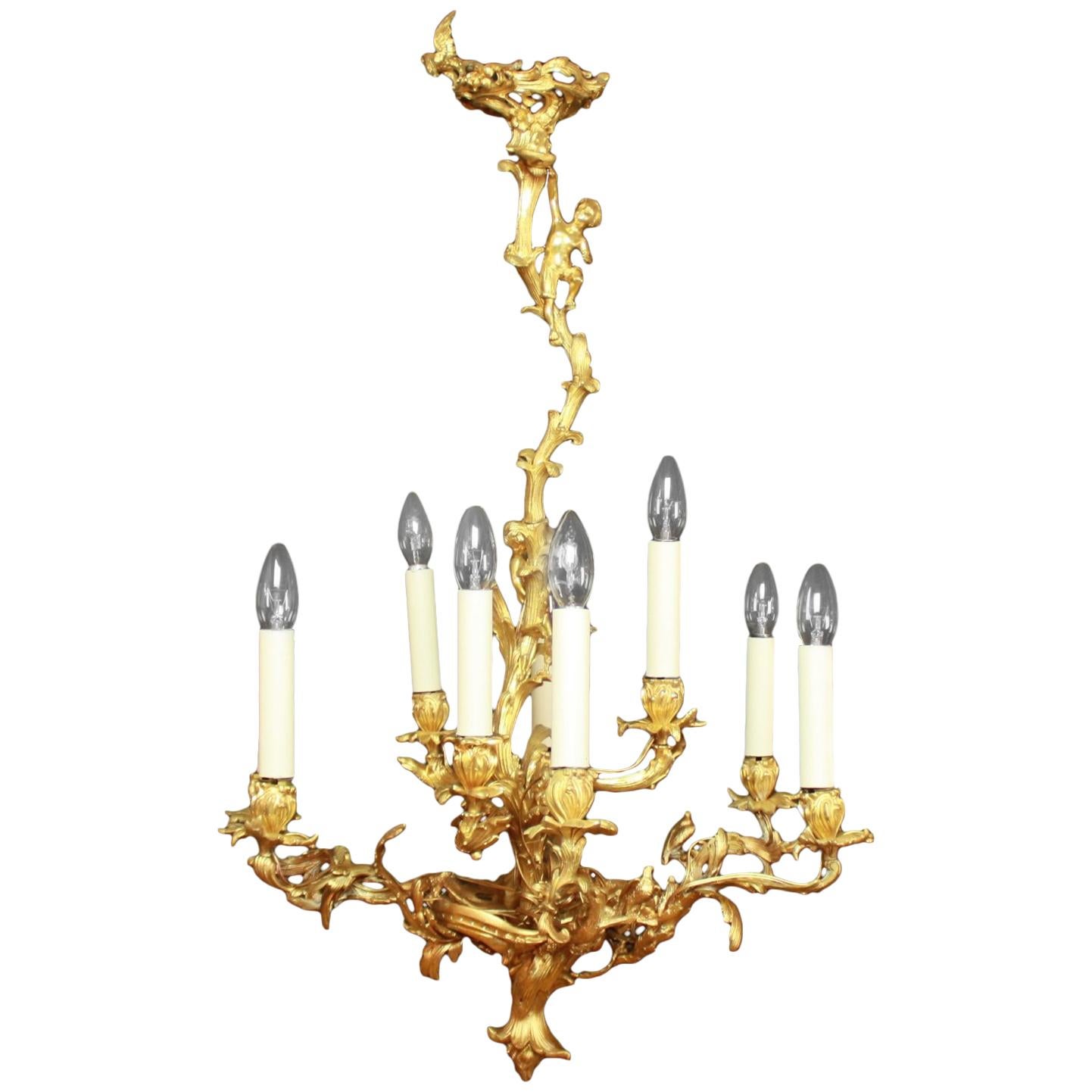 Louis XV Gilt-Bronze Nine-Light Chandelier