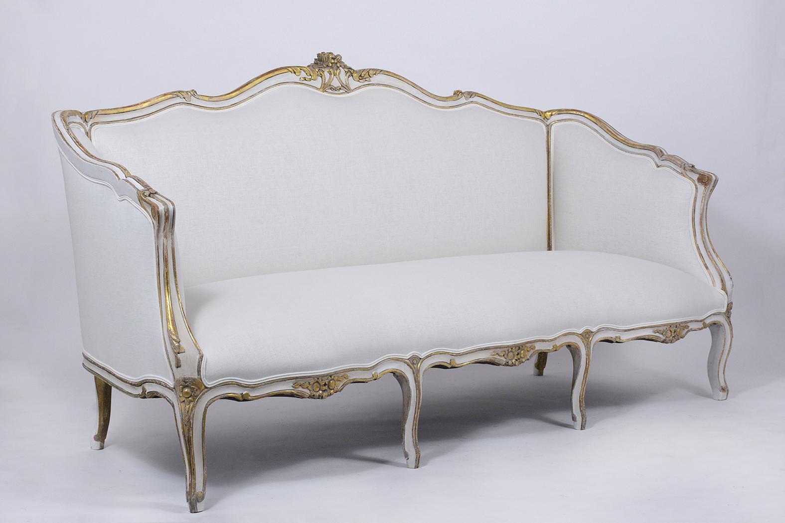 Hand-Crafted Louis XV Gilt Sofa For Sale