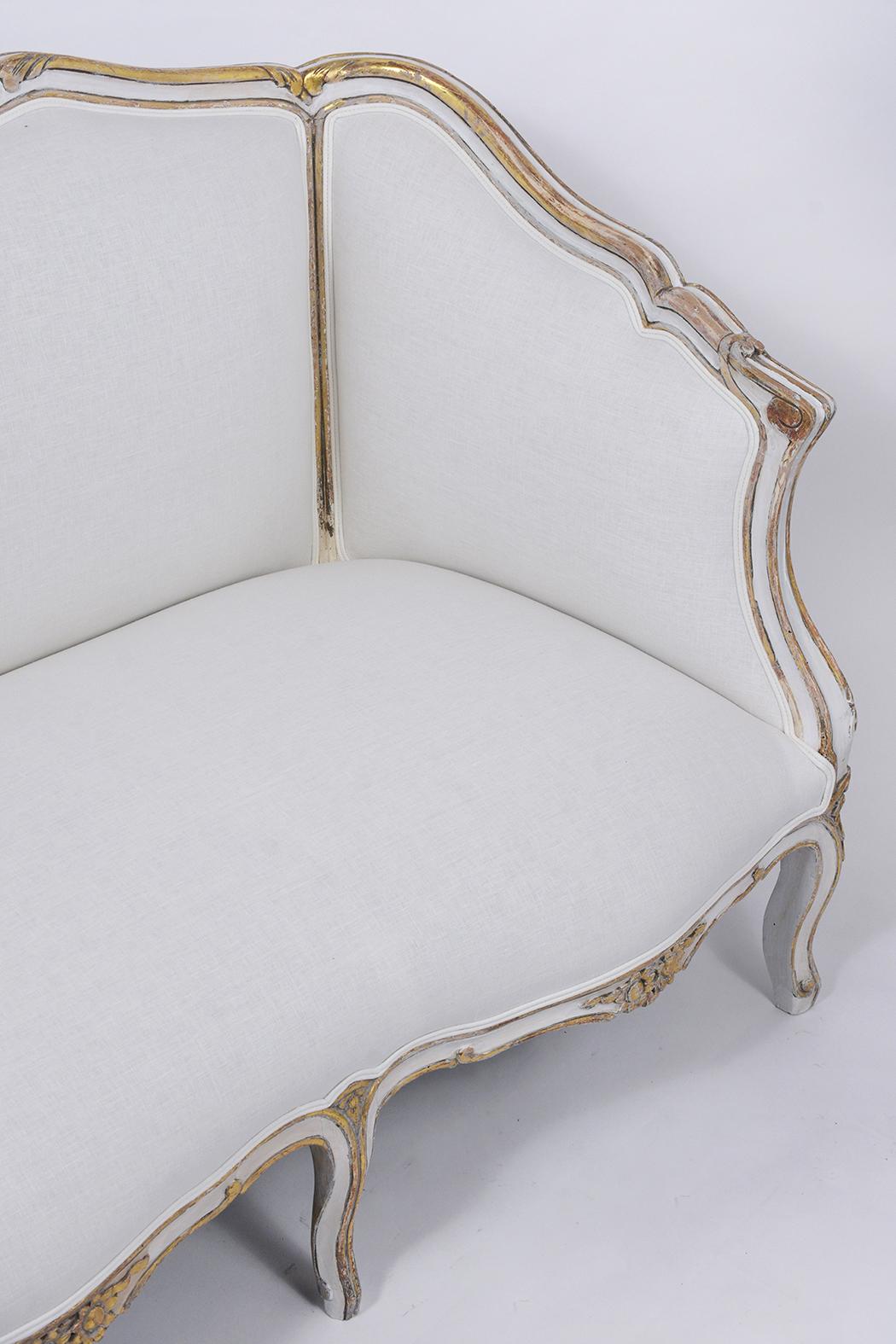 Fabric Louis XV Gilt Sofa For Sale