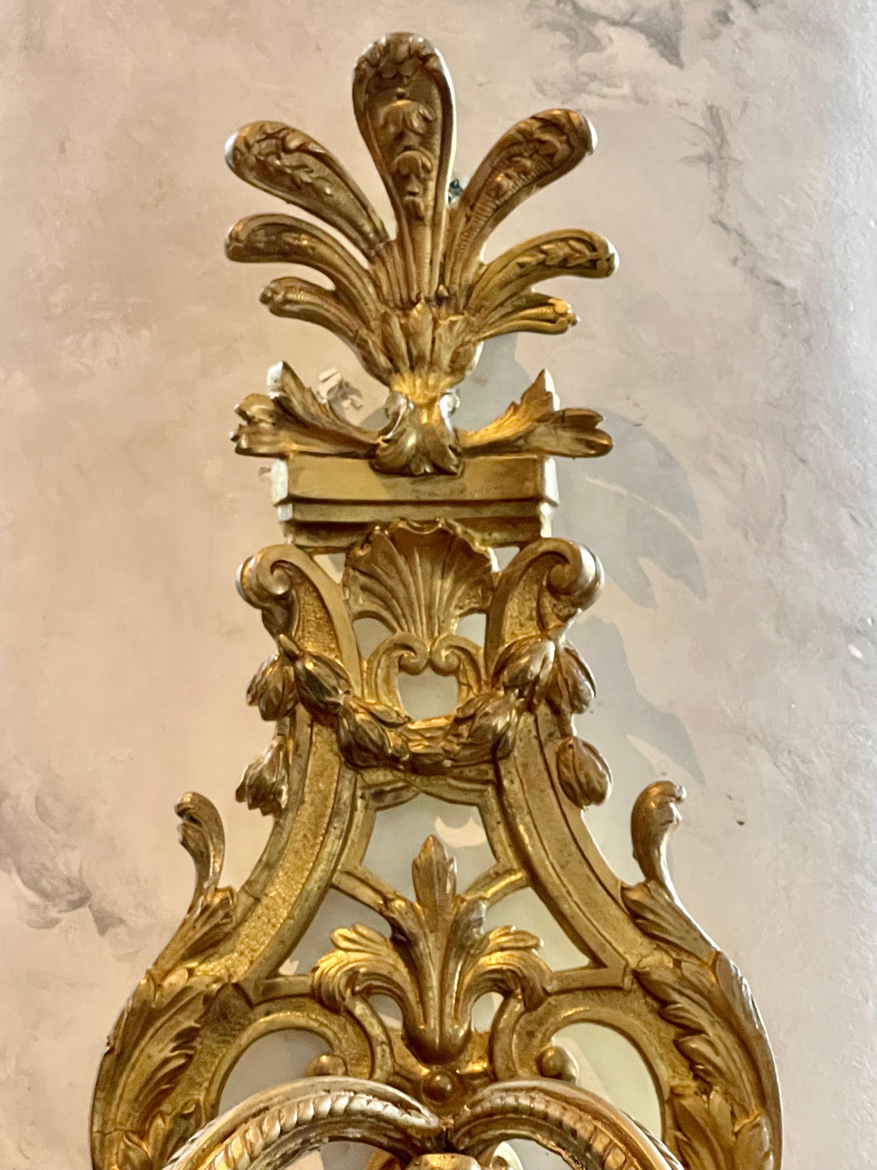 European Louis XV Gold Gilt Wall Sconces  For Sale