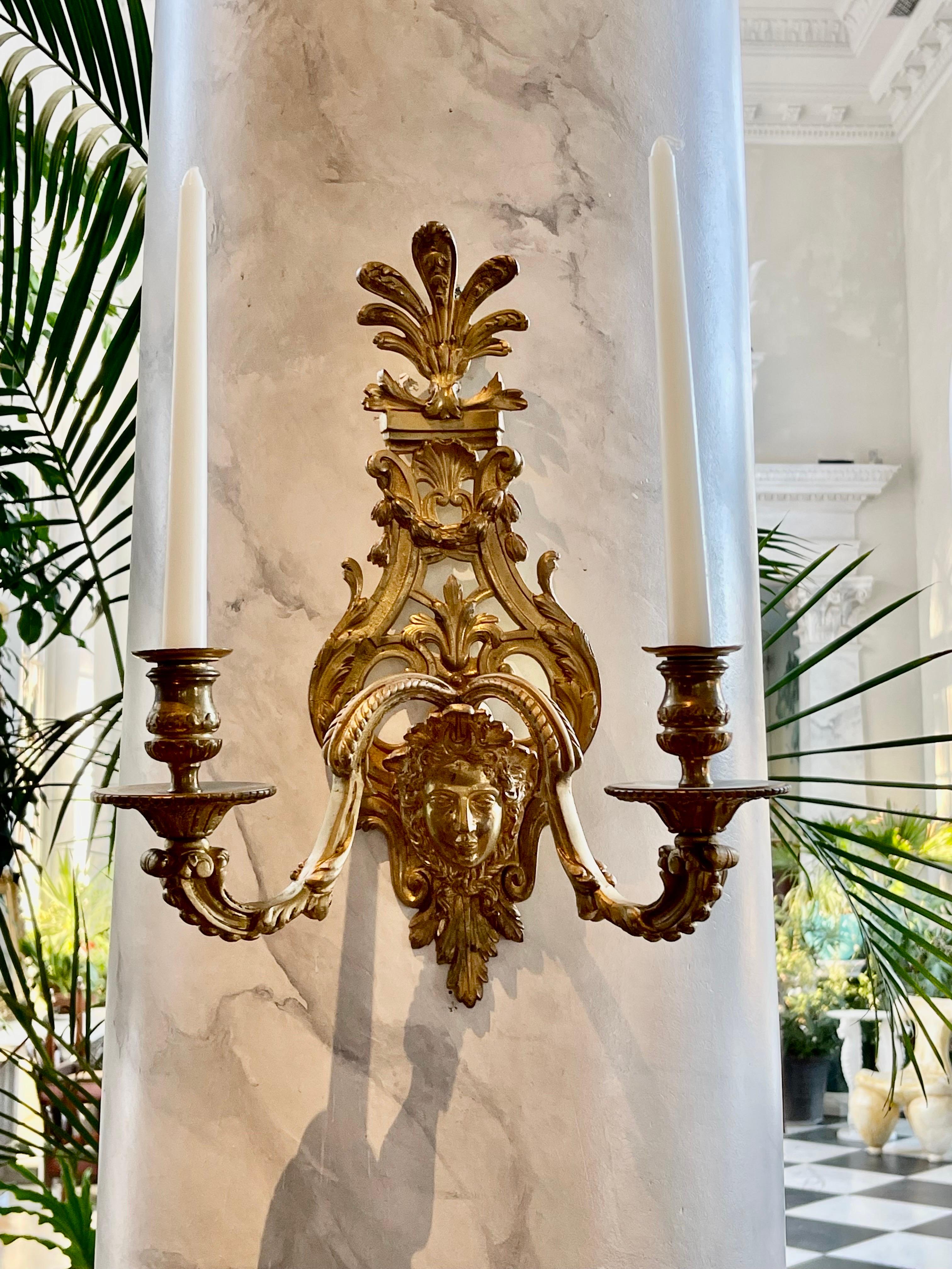 20th Century Louis XV Gold Gilt Wall Sconces  For Sale