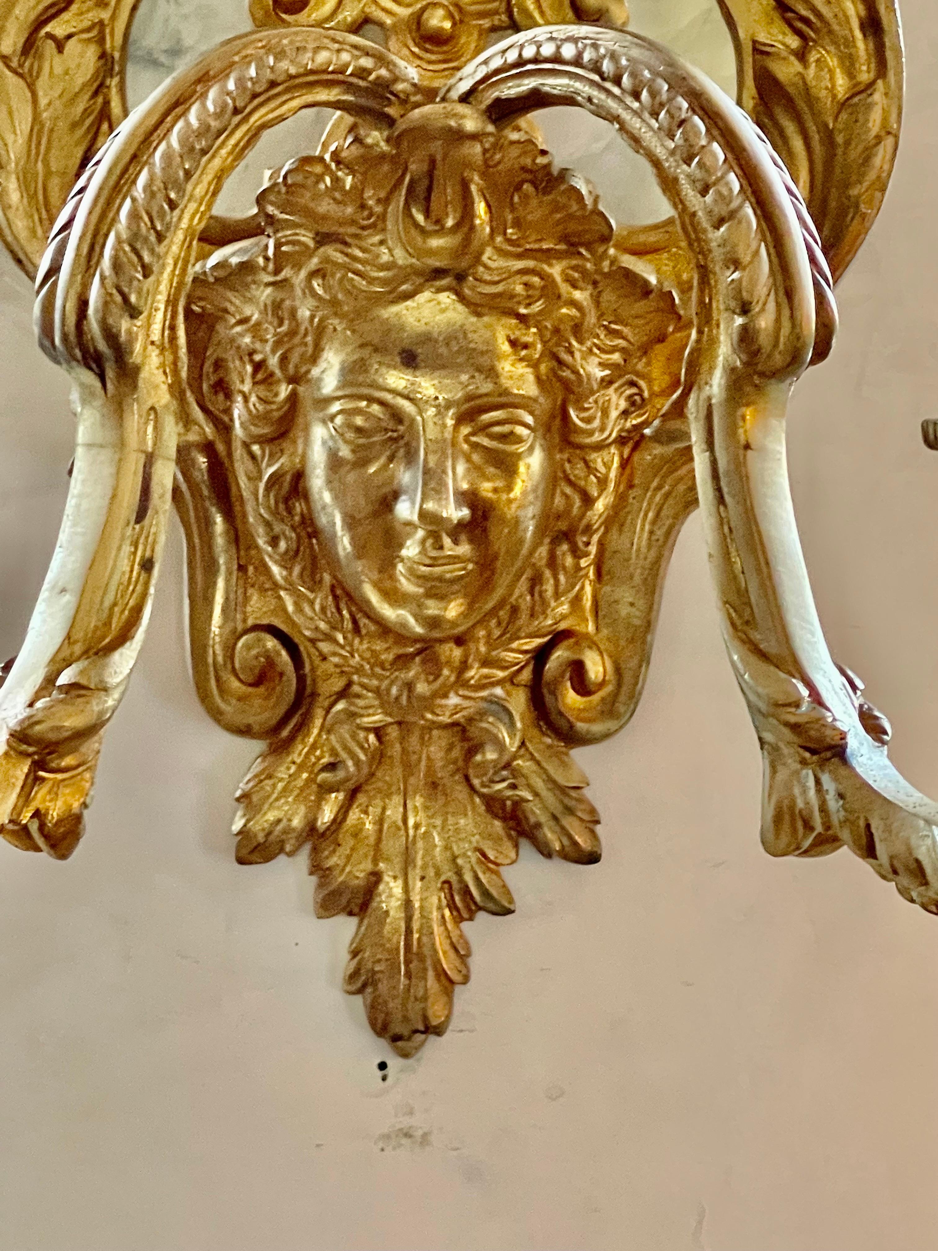 Bronze Louis XV Gold Gilt Wall Sconces  For Sale