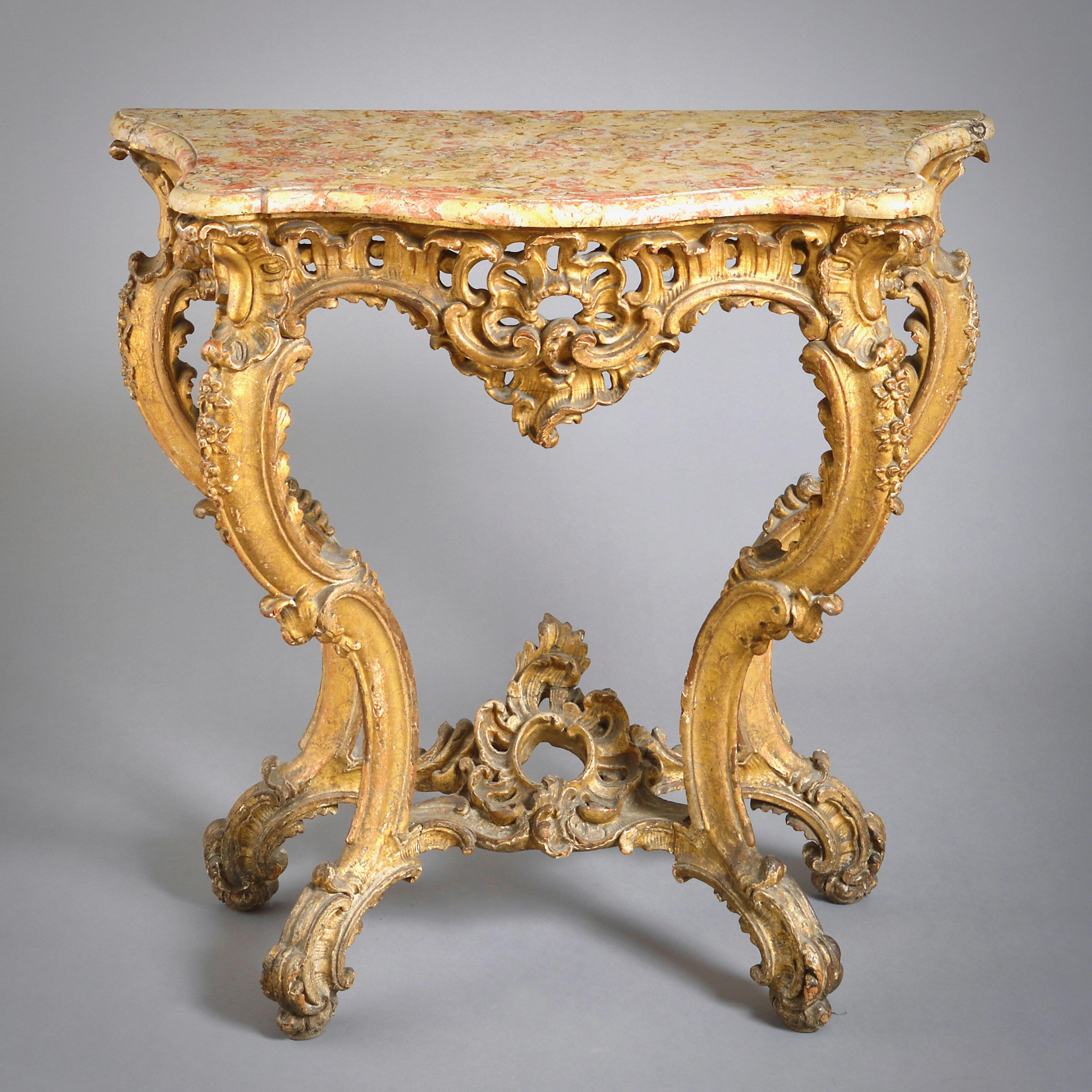 Louis XV Gilt-Wood Console Table In Good Condition For Sale In London, GB