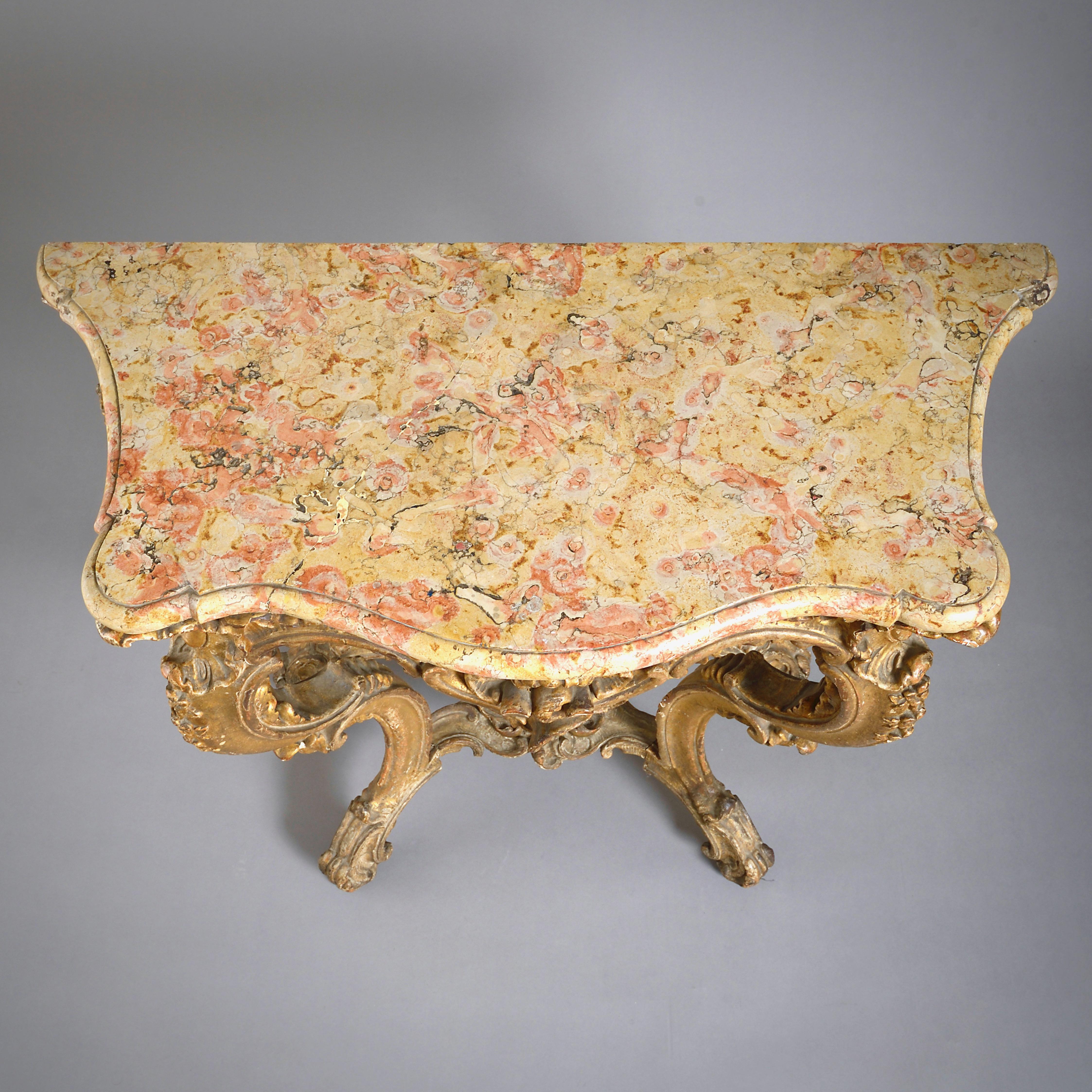 18th Century and Earlier Louis XV Gilt-Wood Console Table For Sale