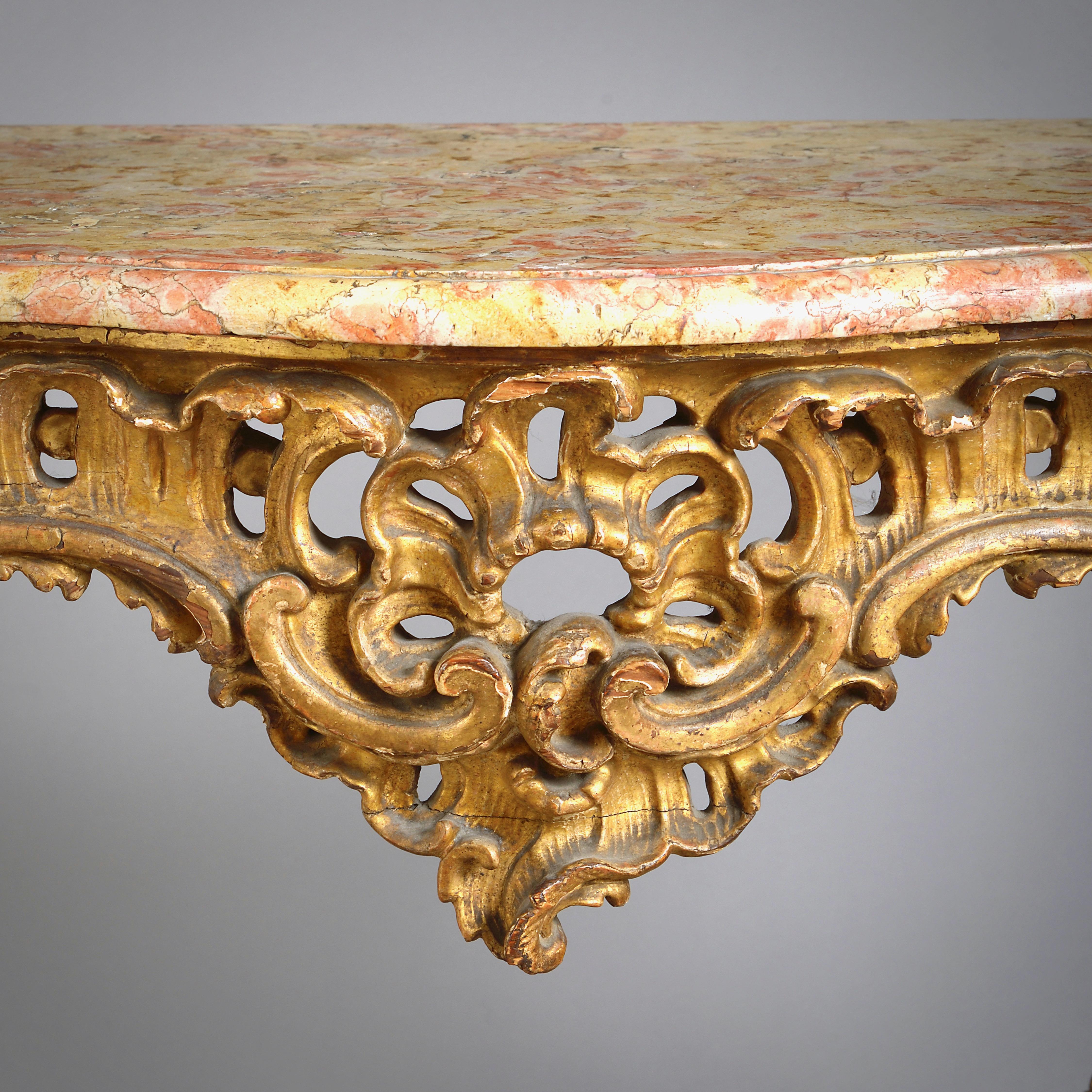 Limestone Louis XV Gilt-Wood Console Table For Sale