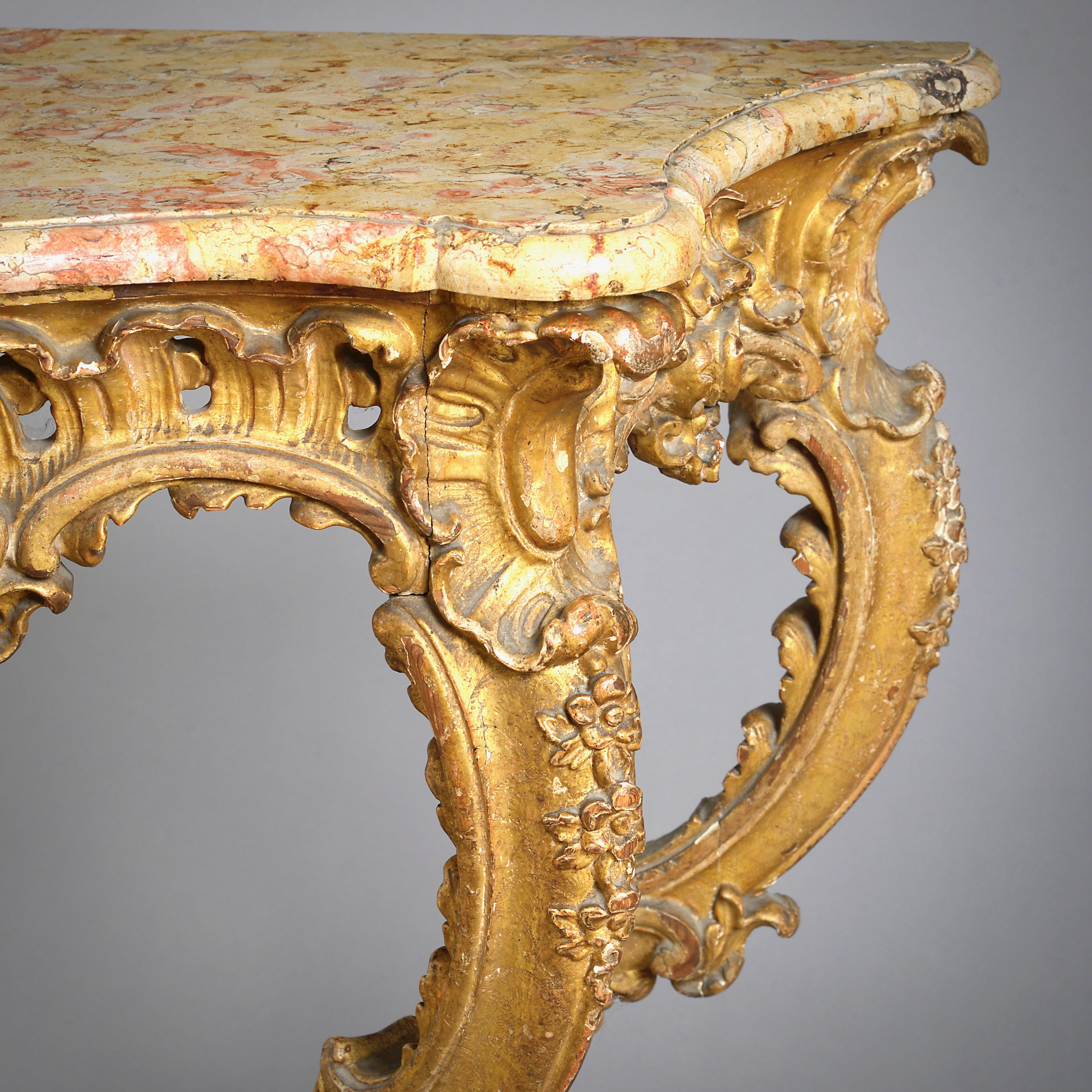 Louis XV Gilt-Wood Console Table For Sale 1