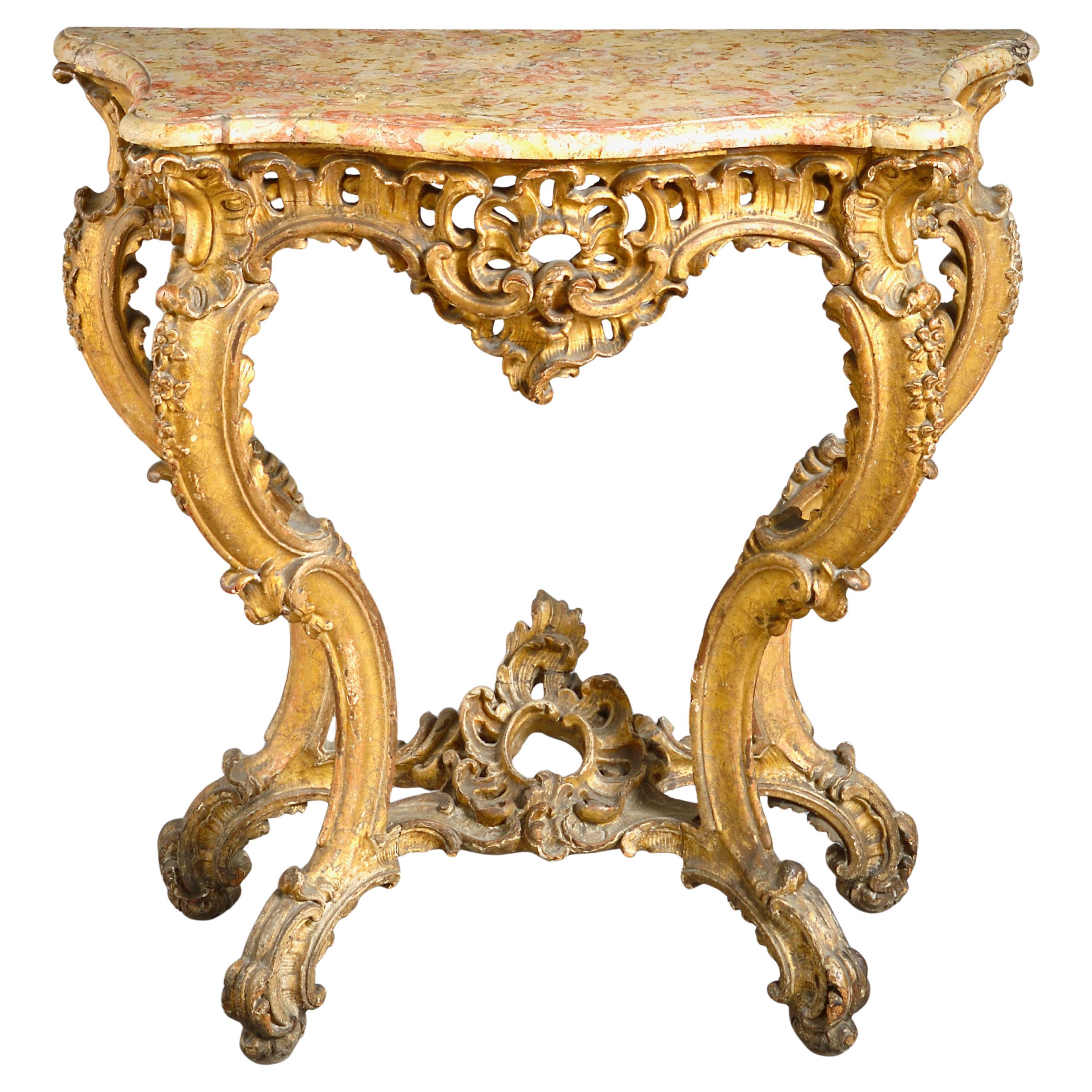 Louis XV Gilt-Wood Console Table For Sale