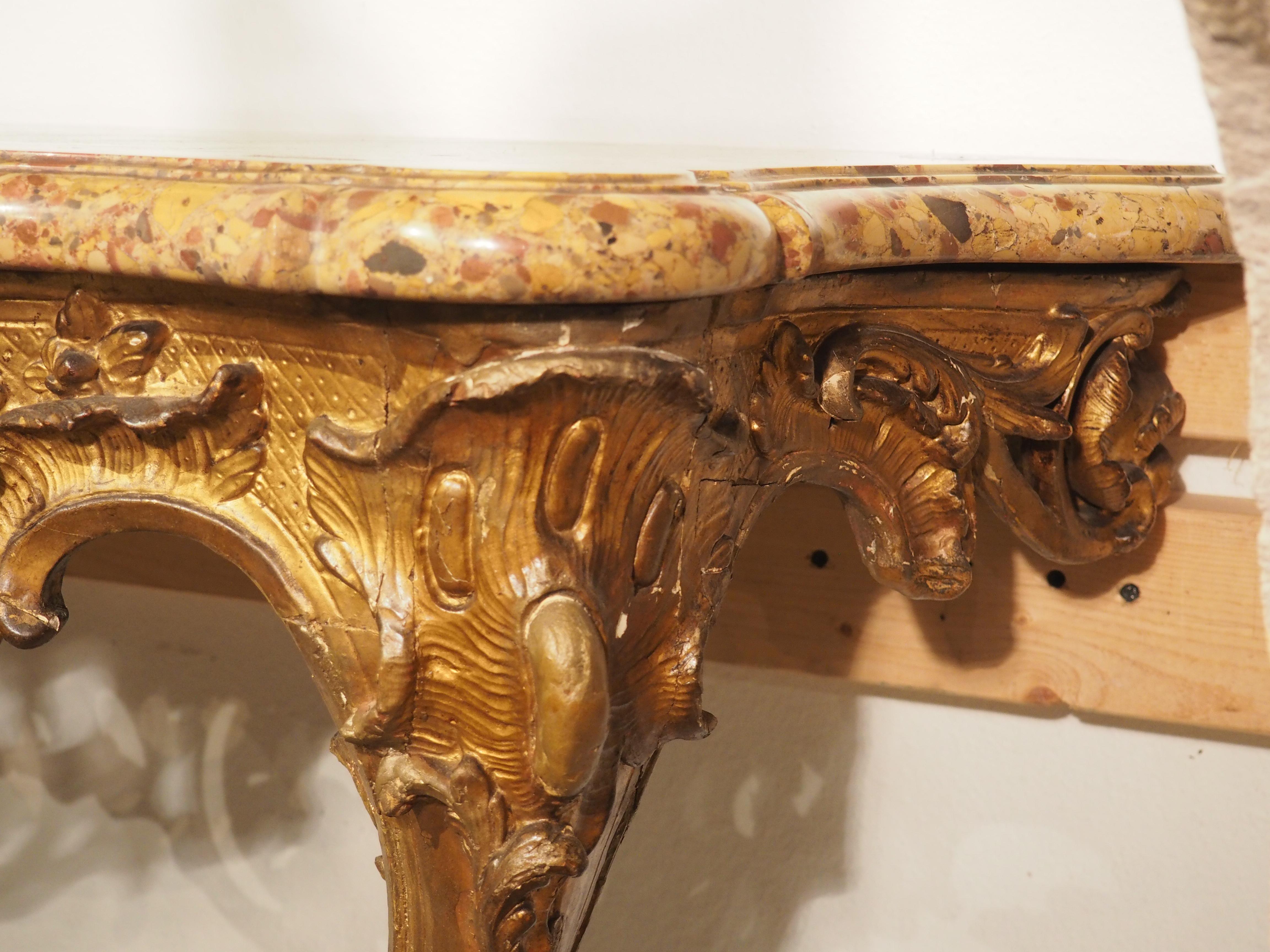 Louis XV Giltwood and Breche D'alep Marble Console Table from France, Circa 1750 For Sale 5