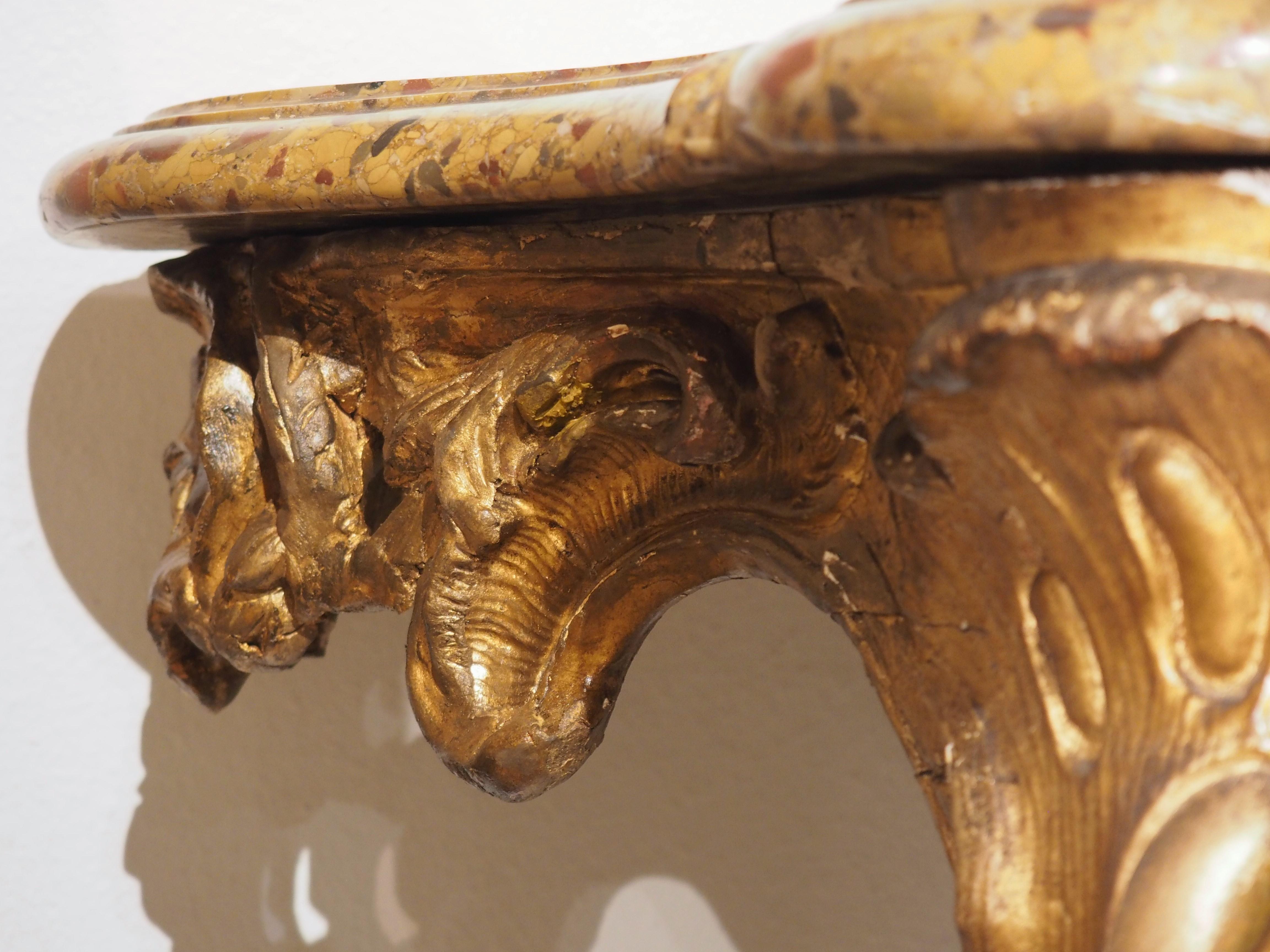 Louis XV Giltwood and Breche D'alep Marble Console Table from France, Circa 1750 7