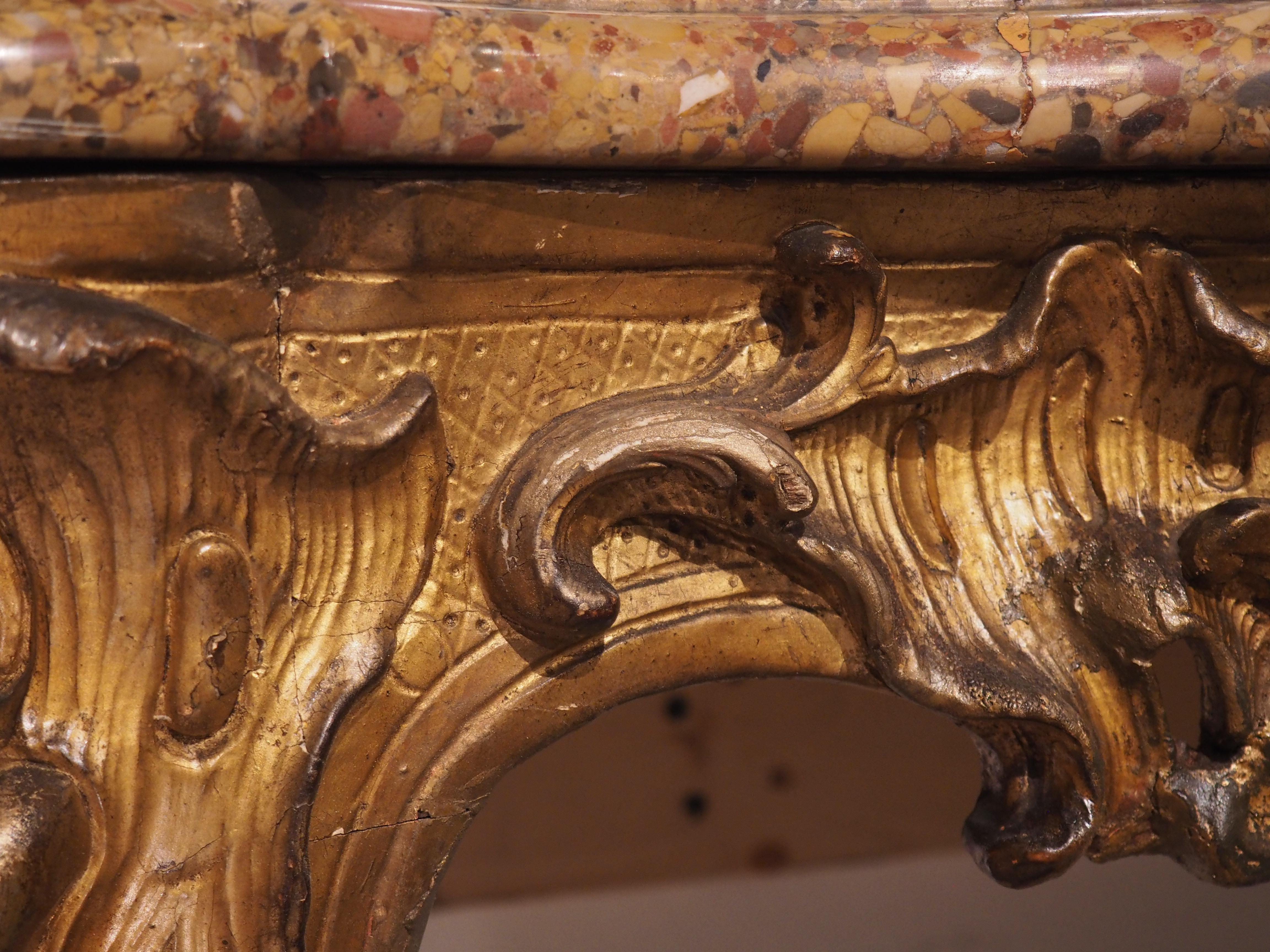 Louis XV Giltwood and Breche D'alep Marble Console Table from France, Circa 1750 For Sale 8
