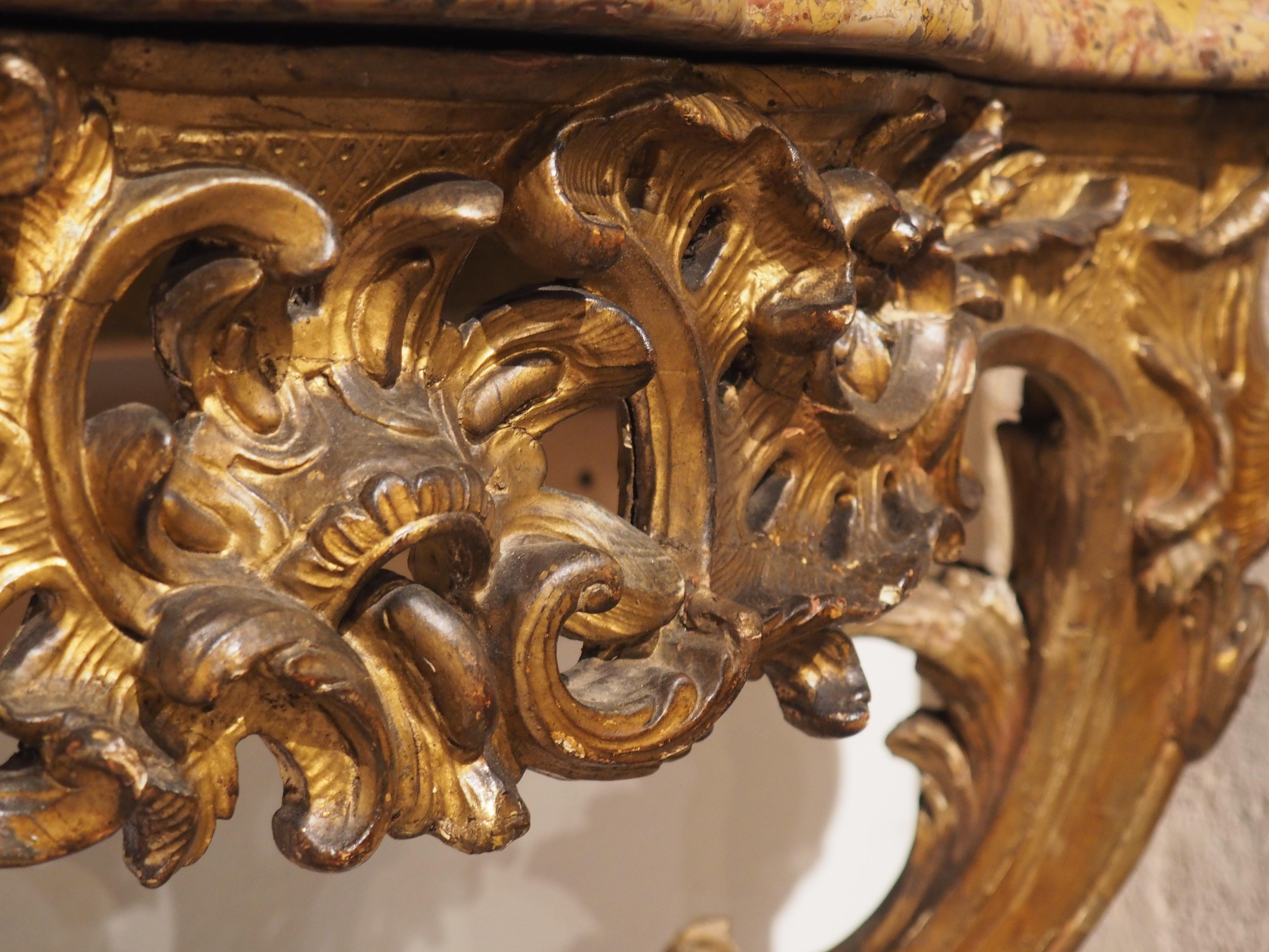 Louis XV Giltwood and Breche D'alep Marble Console Table from France, Circa 1750 For Sale 9