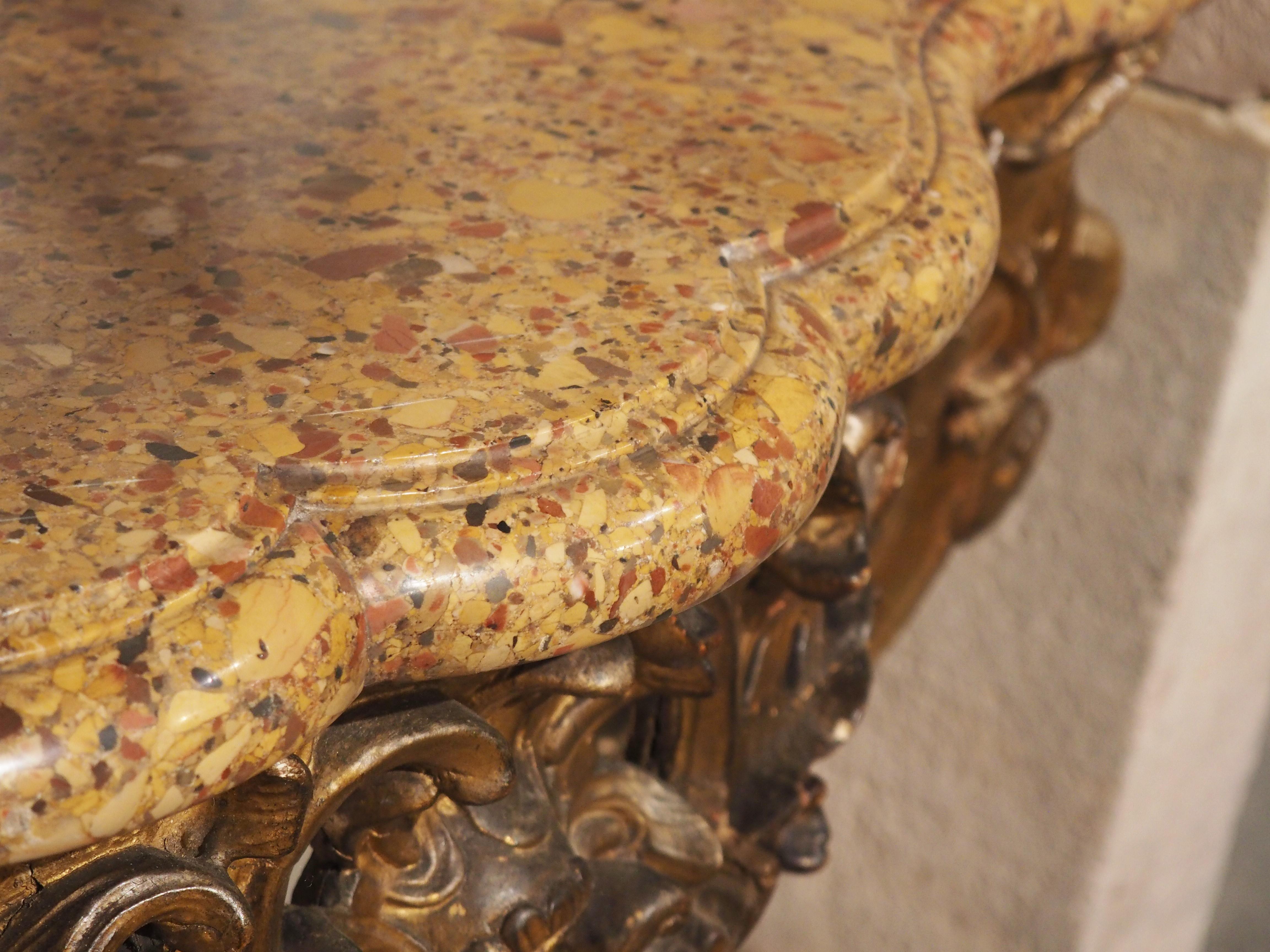 Louis XV Giltwood and Breche D'alep Marble Console Table from France, Circa 1750 For Sale 11