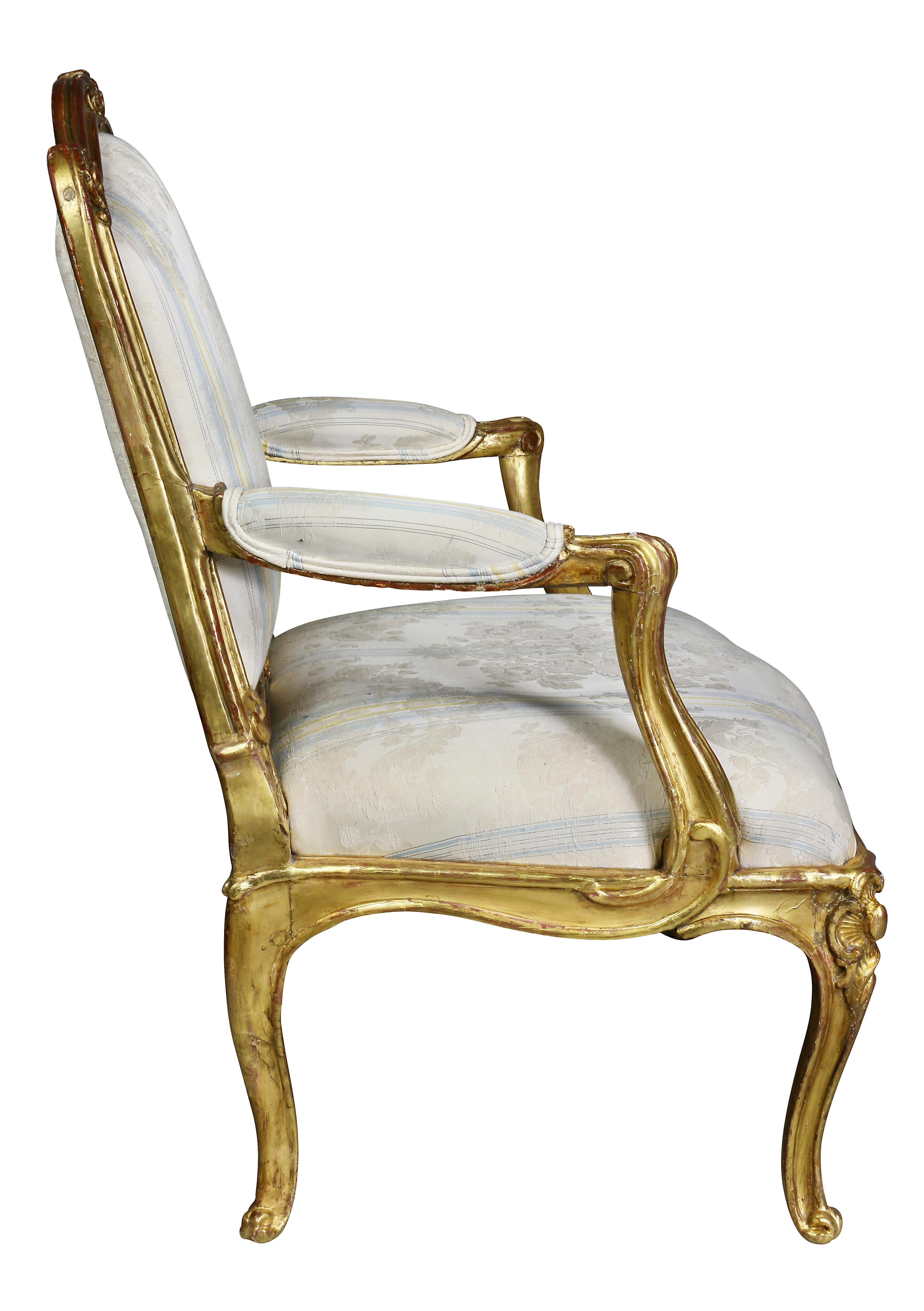 Louis XV Giltwood Armchair For Sale 5