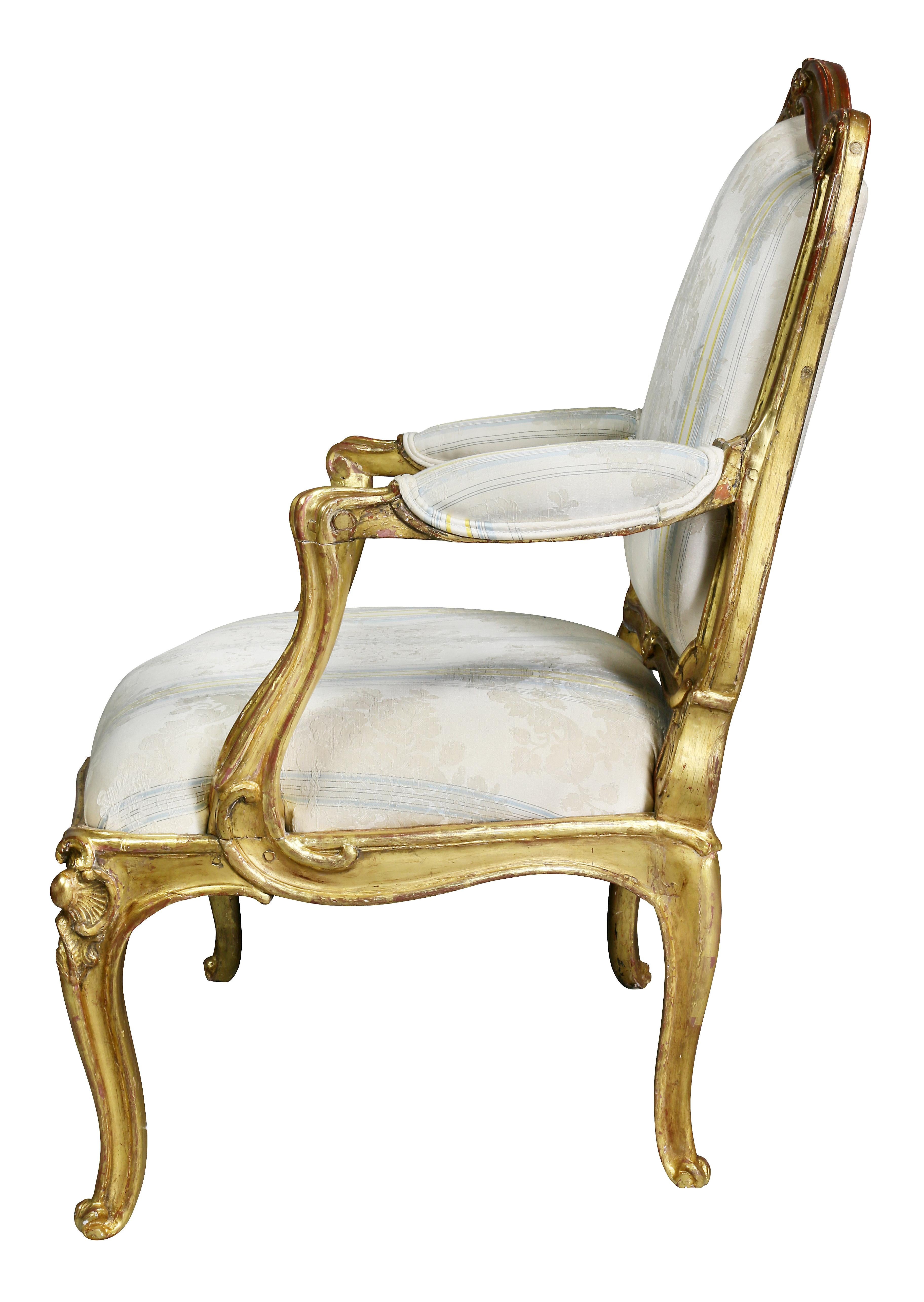 Louis XV Giltwood Armchair For Sale 6