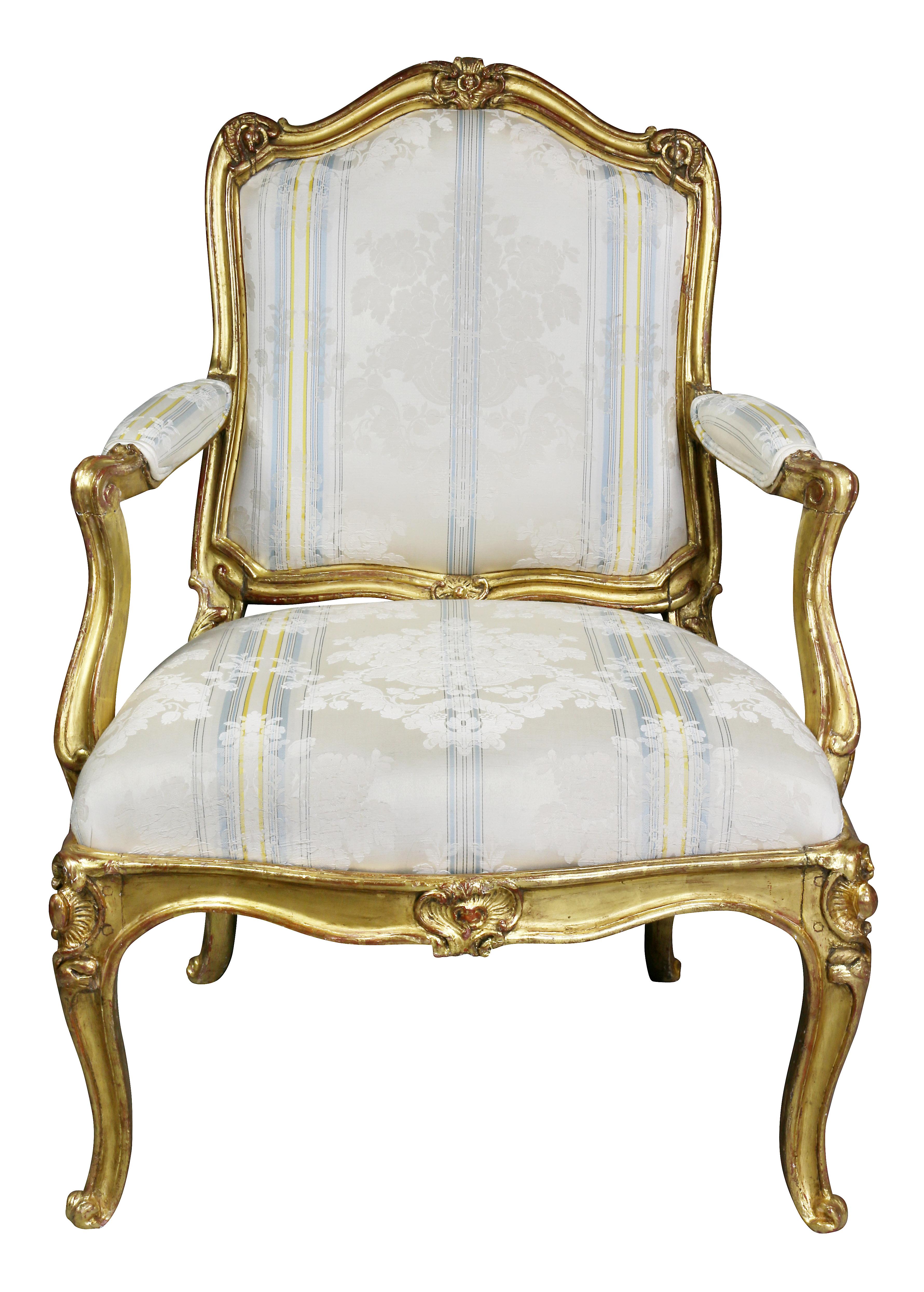 Louis XV Giltwood Armchair In Good Condition For Sale In Essex, MA