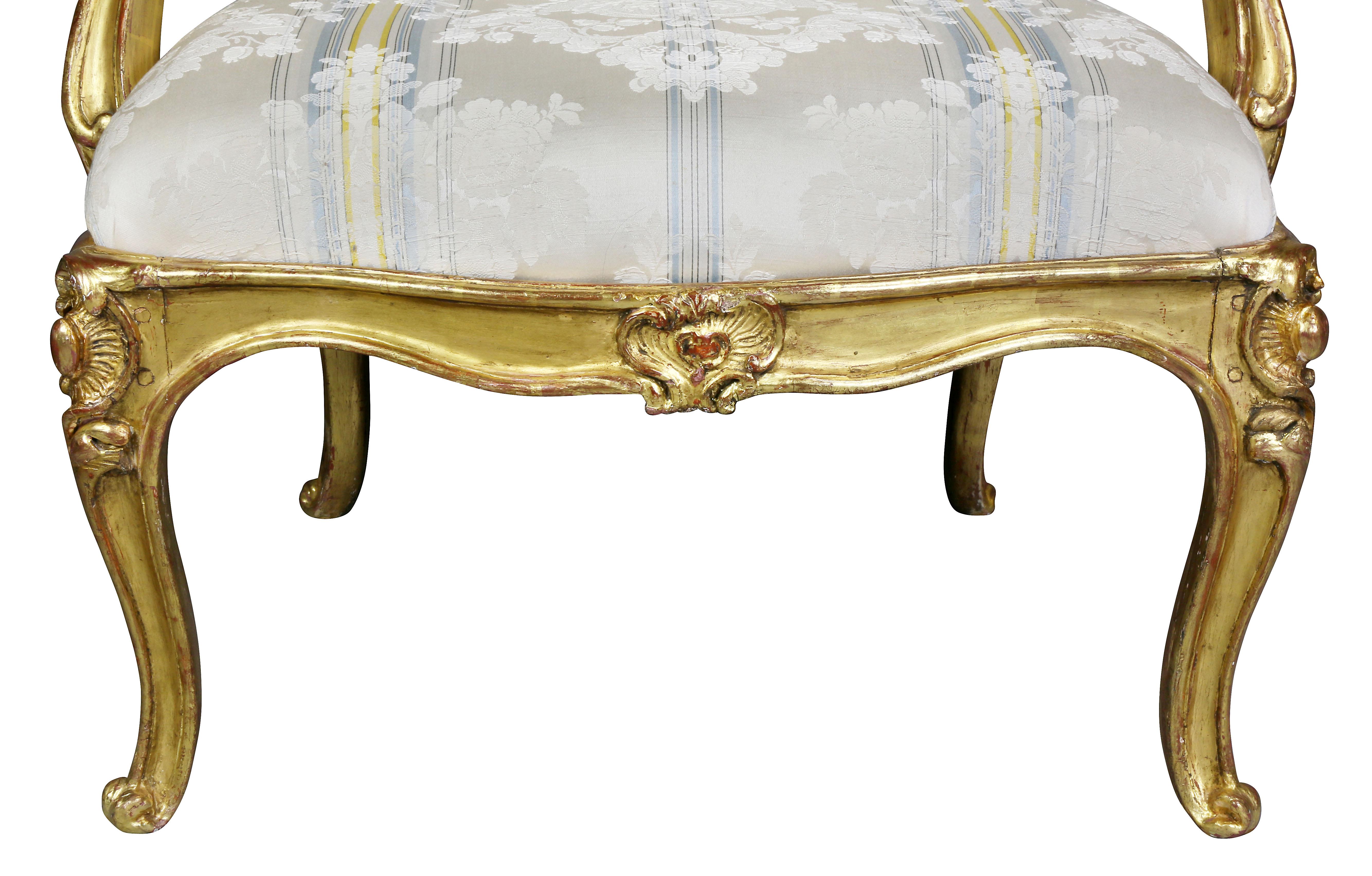 Louis XV Giltwood Armchair For Sale 1