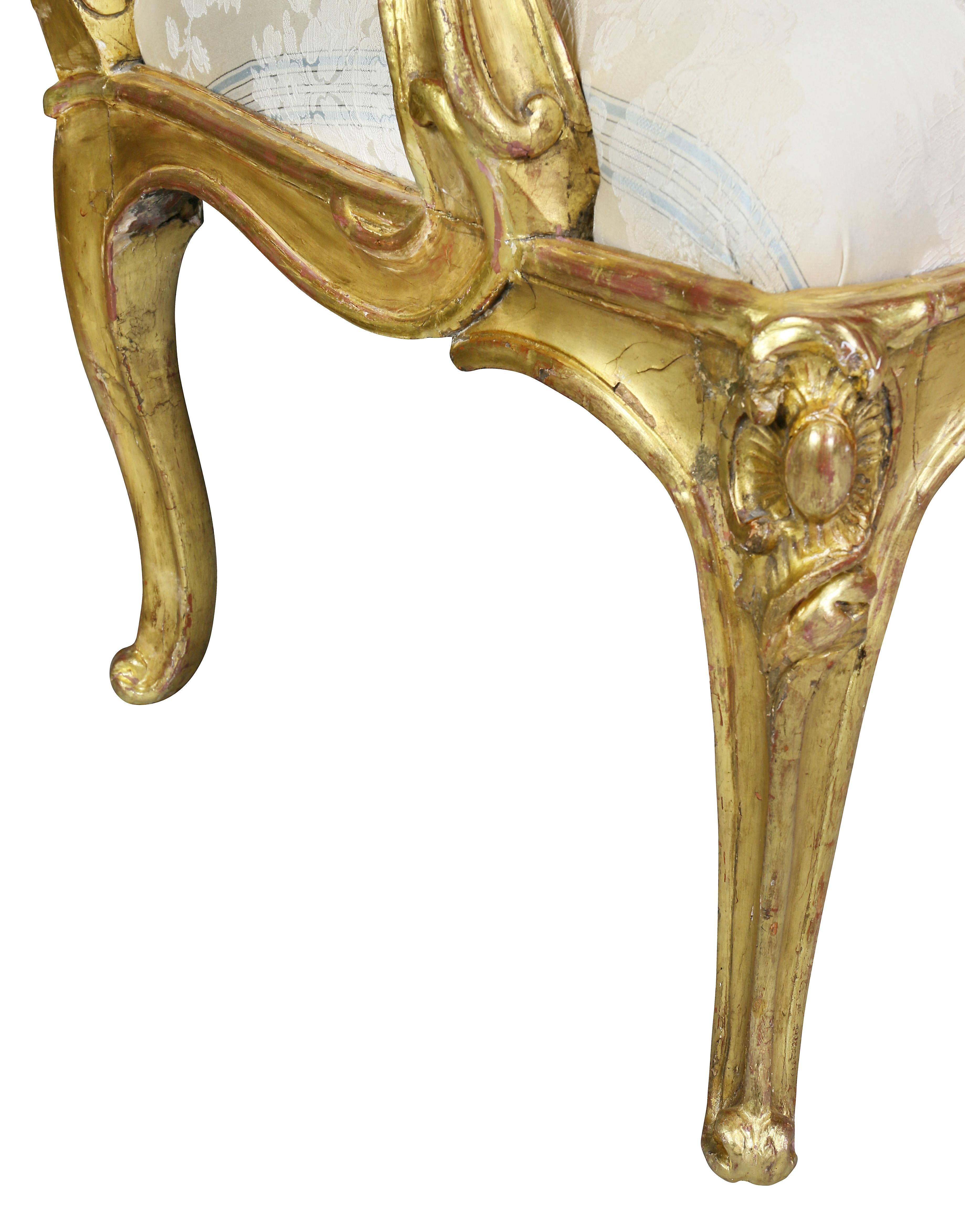 Louis XV Giltwood Armchair For Sale 3