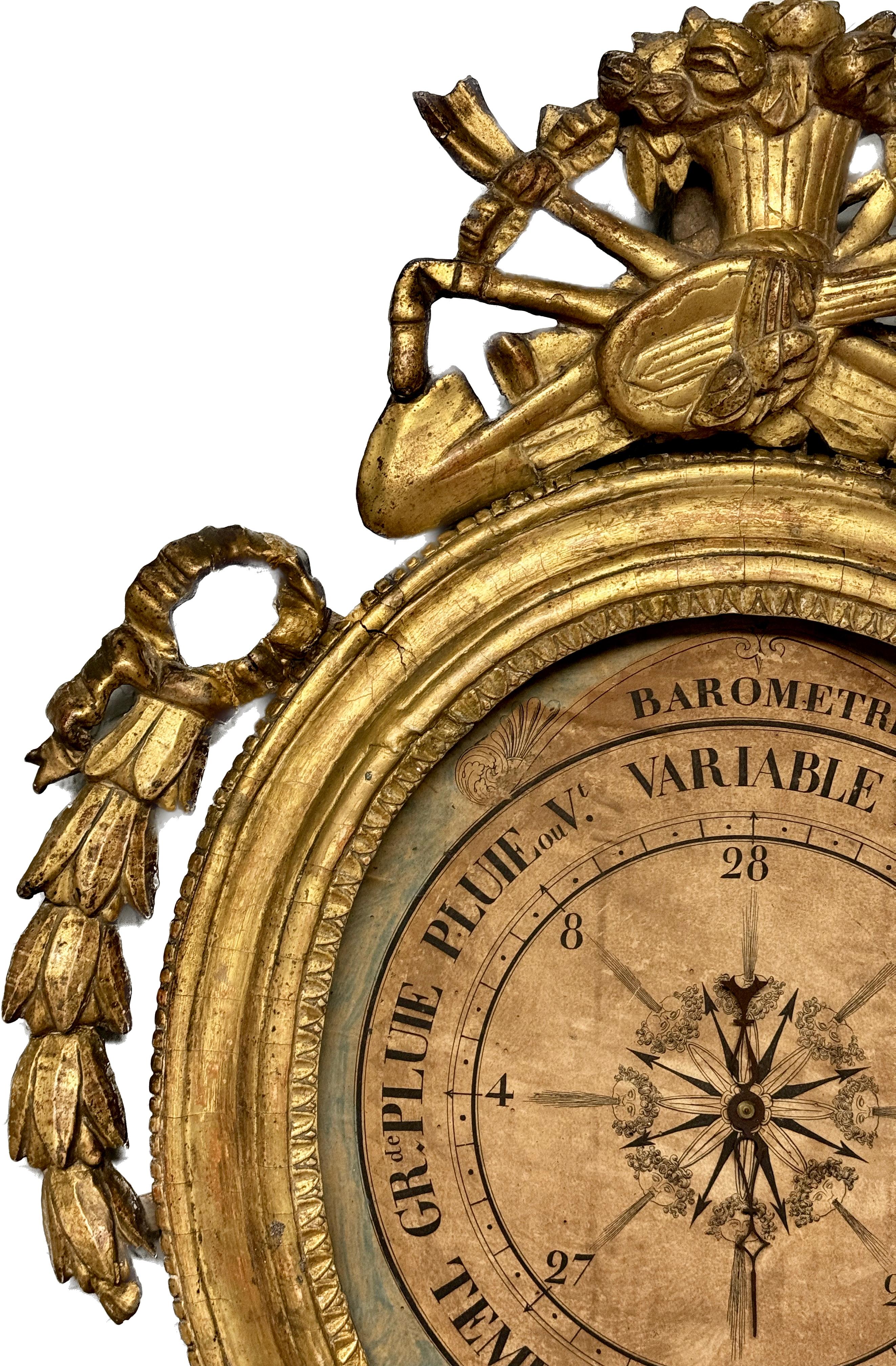 French Louis XV Giltwood Barometer For Sale