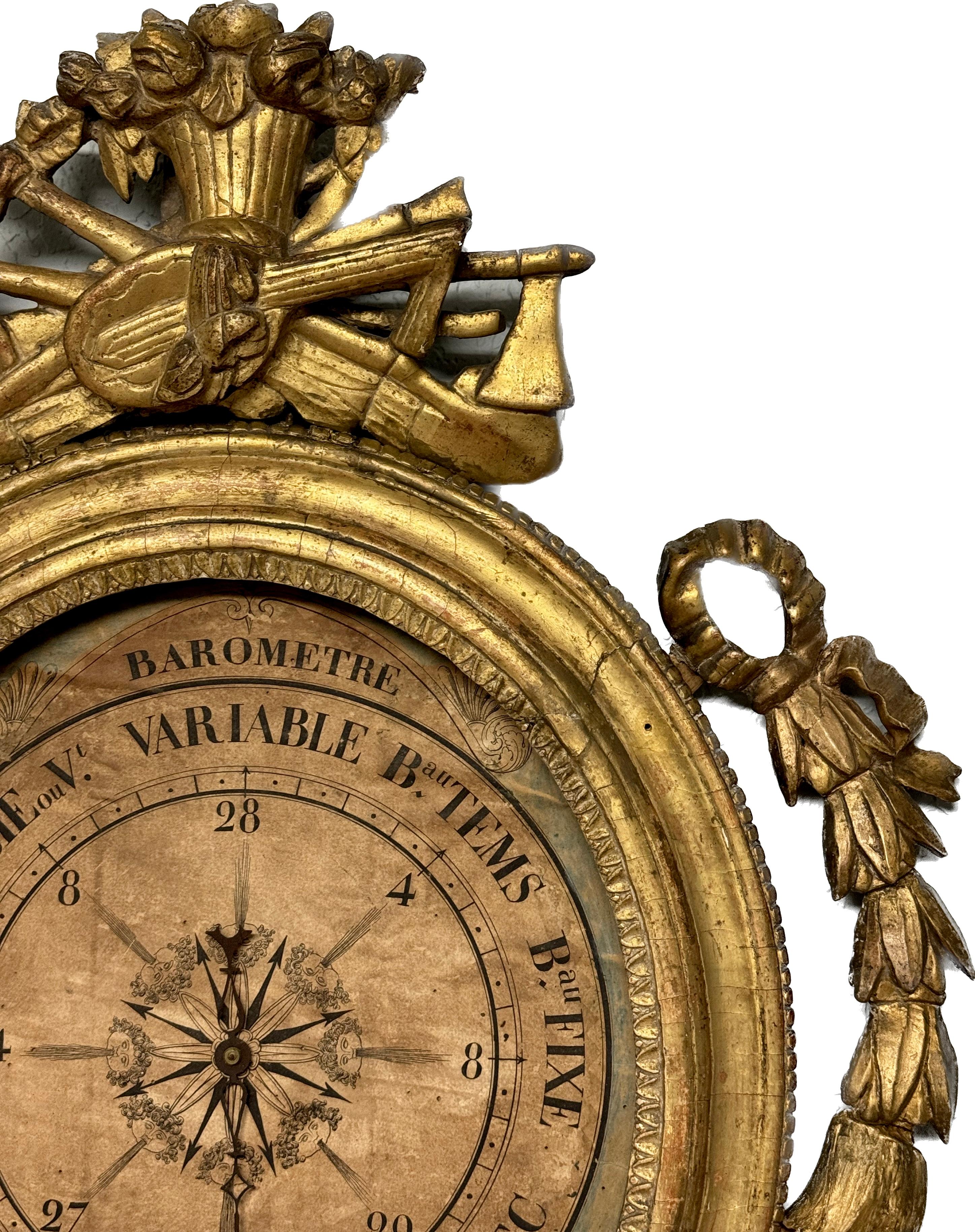 Louis XV Giltwood Barometer In Fair Condition For Sale In Bradenton, FL