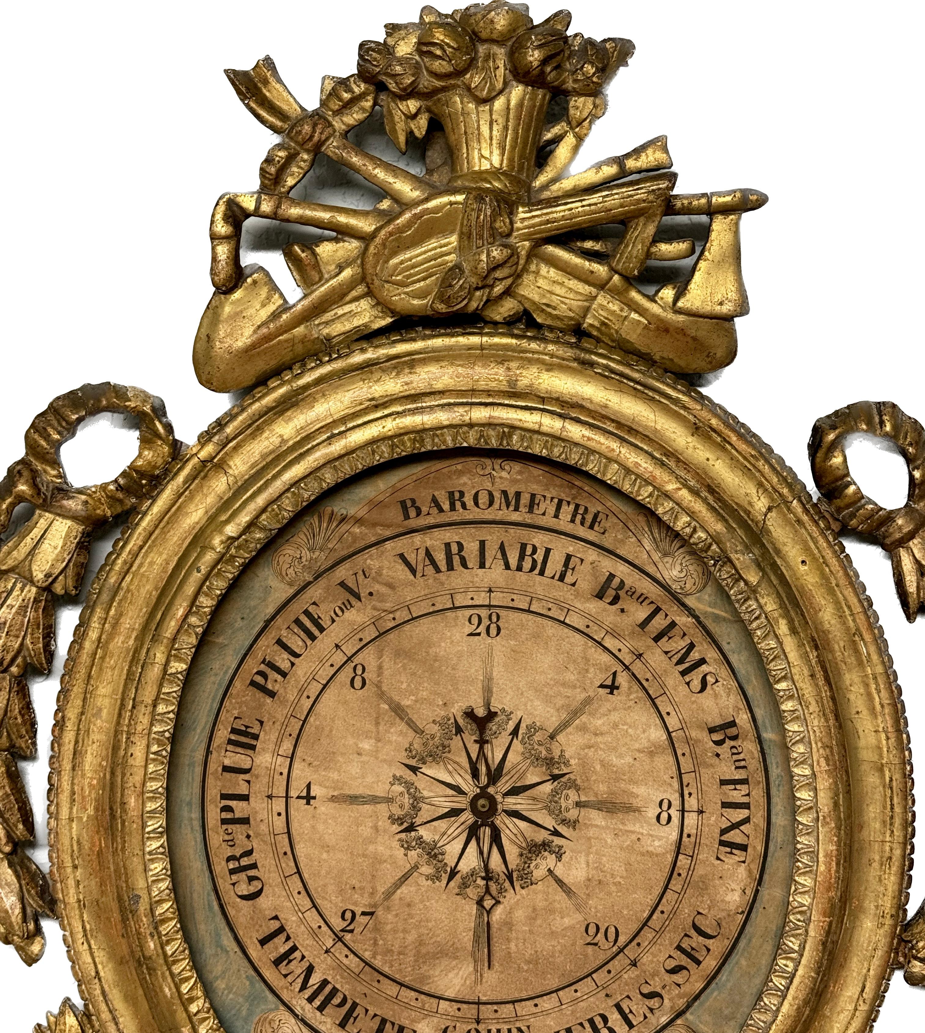 18th Century and Earlier Louis XV Giltwood Barometer For Sale