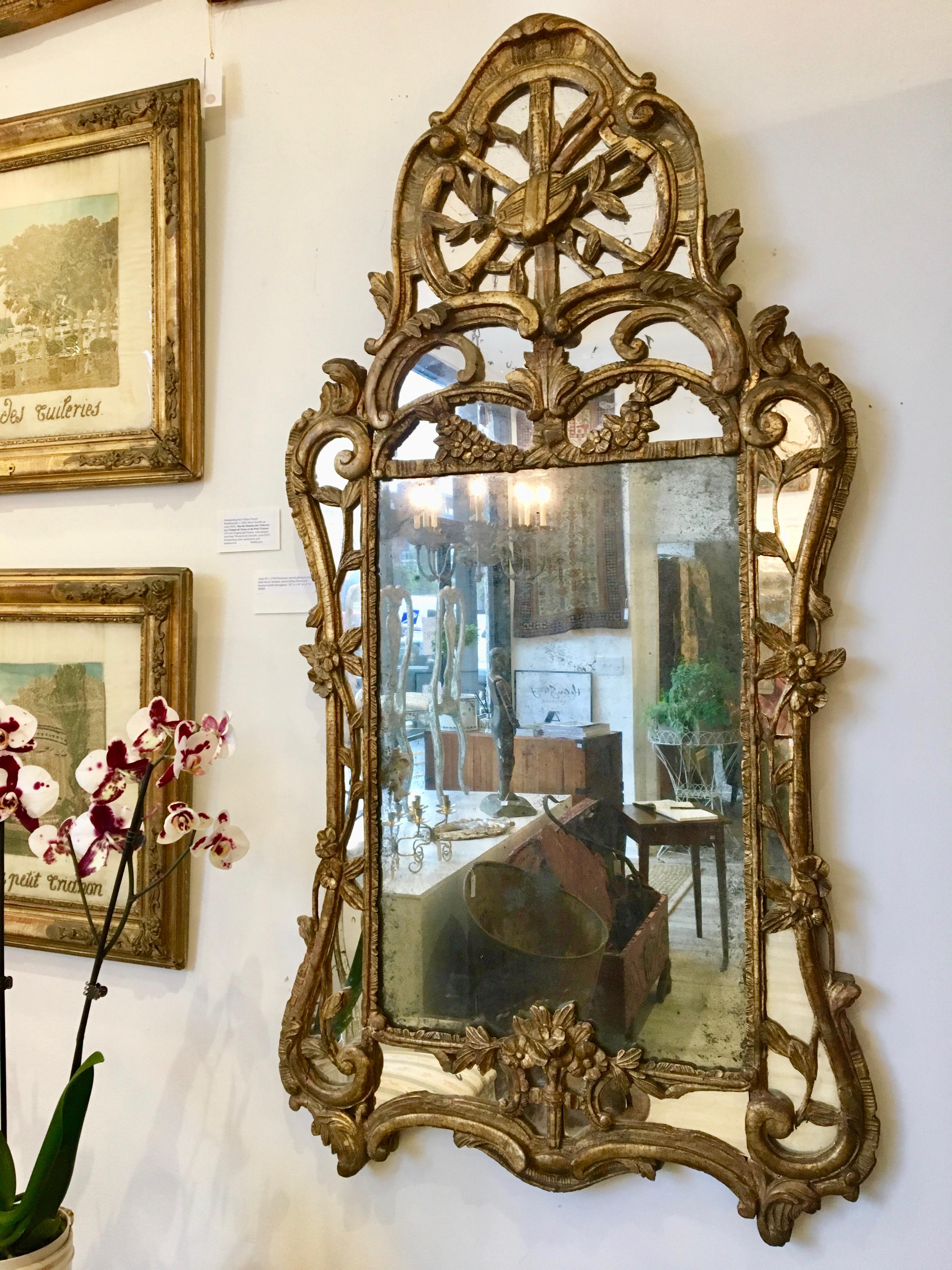 French Louis XV Giltwood Mirror