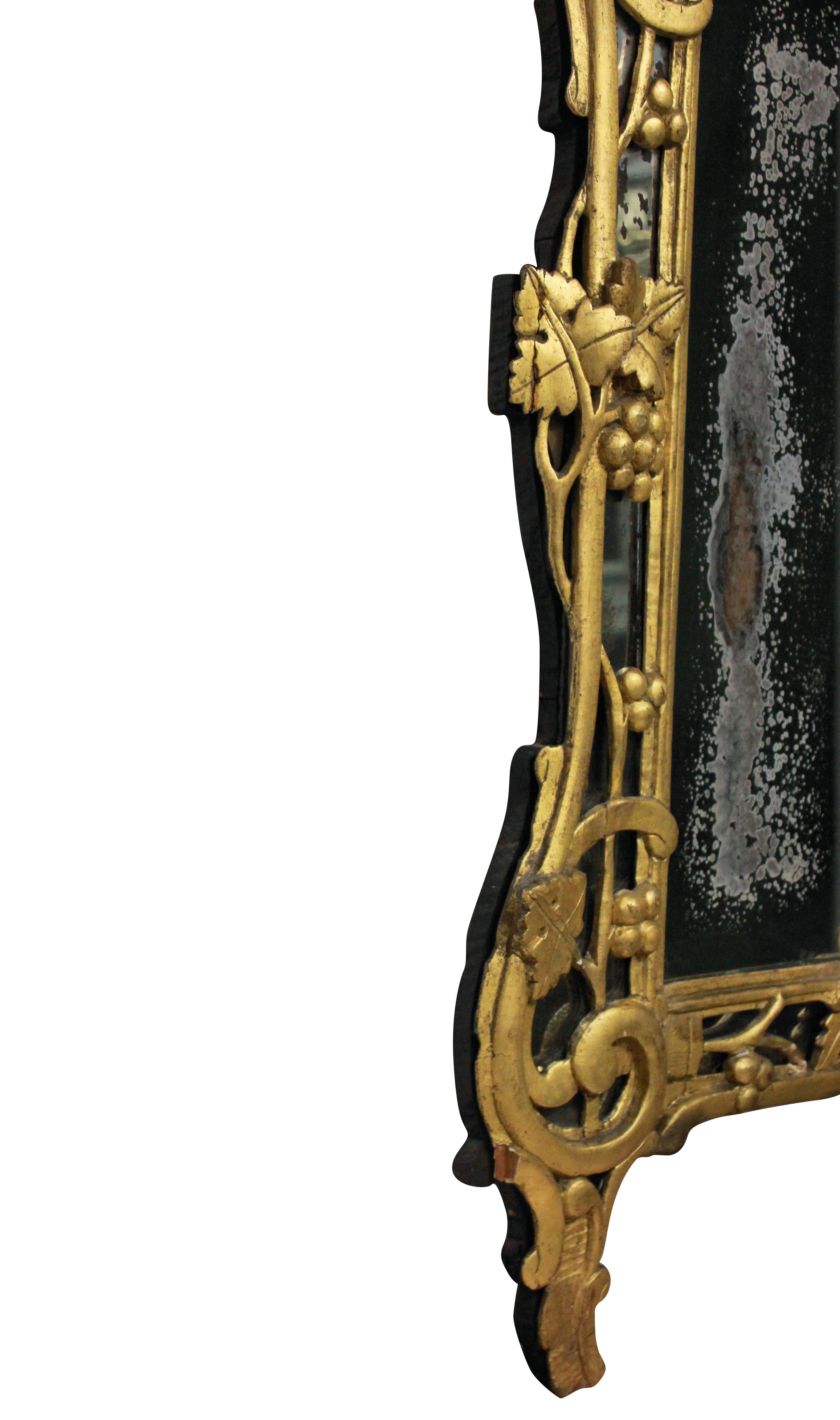 Early 19th Century Louis XV Giltwood Mirror with the Original Looking Glass